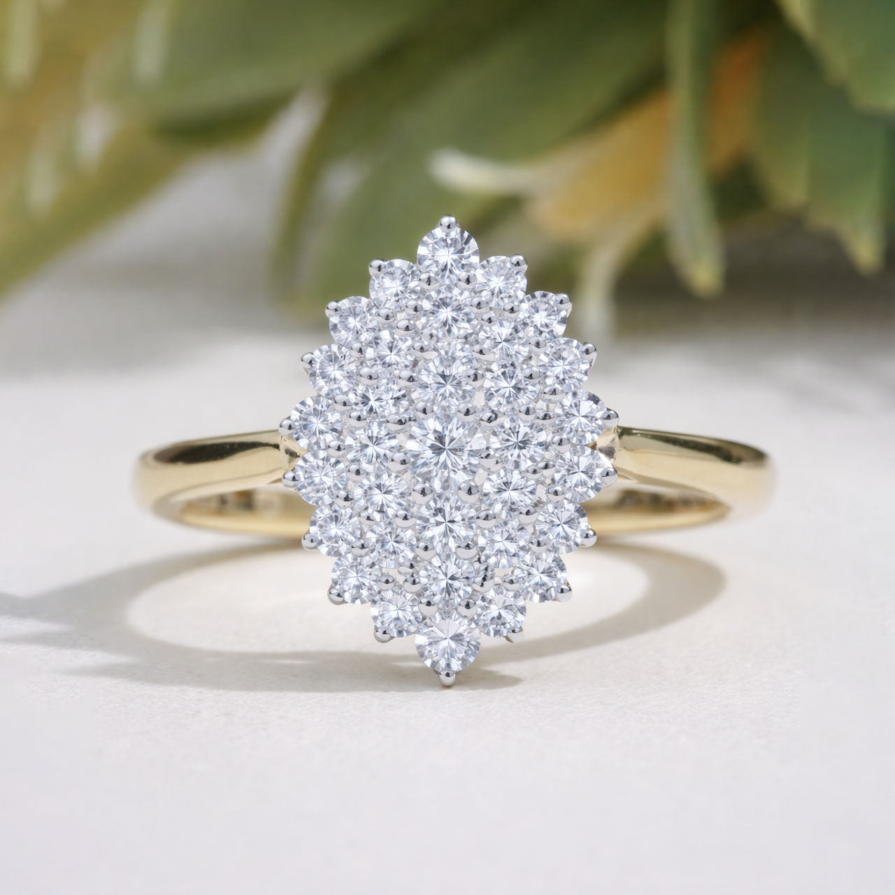 Round Lab Grown Diamond Engagement Ring Handmade Flower Diamond Ring