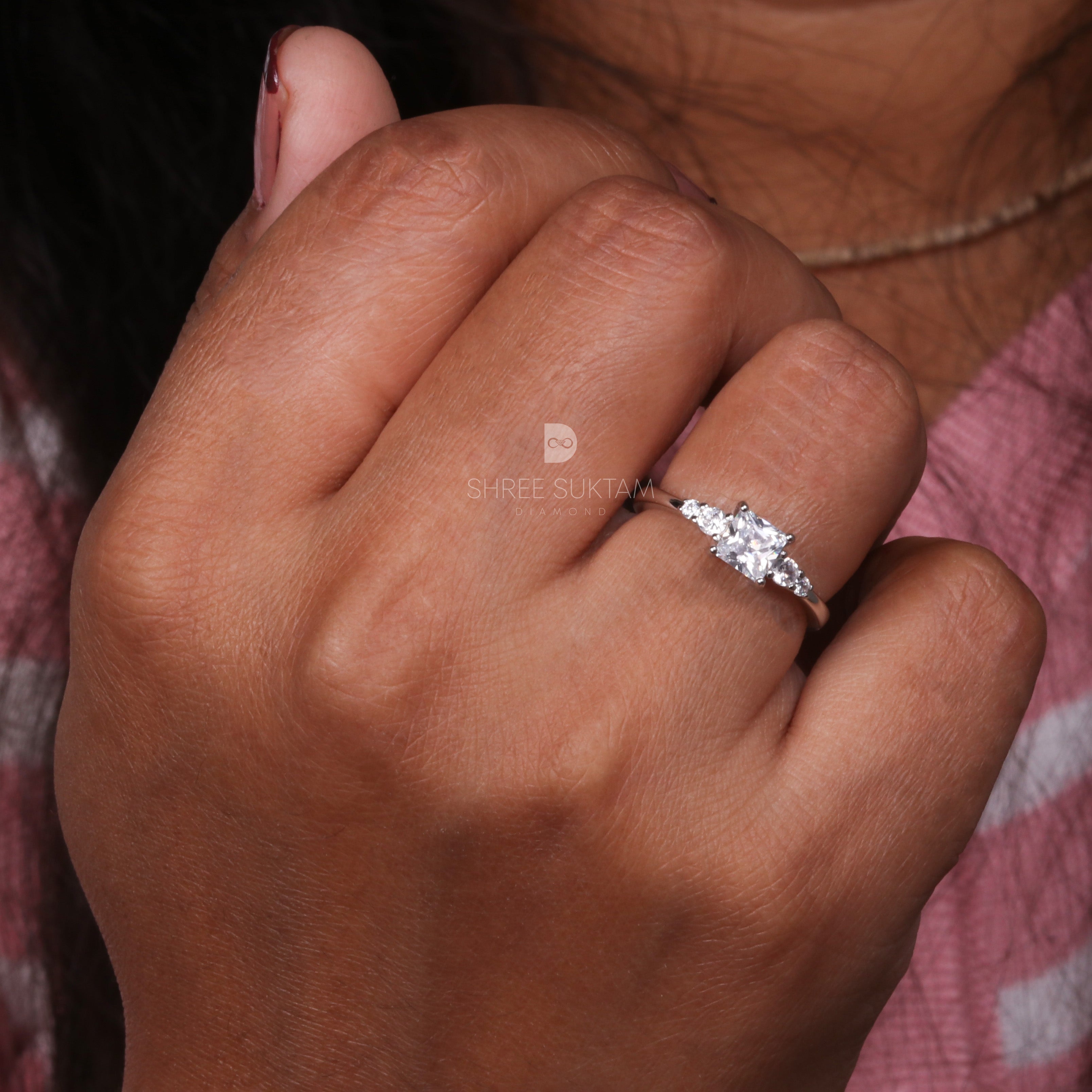 Princess Cut Lab Grown Diamond Ring with Excellent Luster Engagement Ring