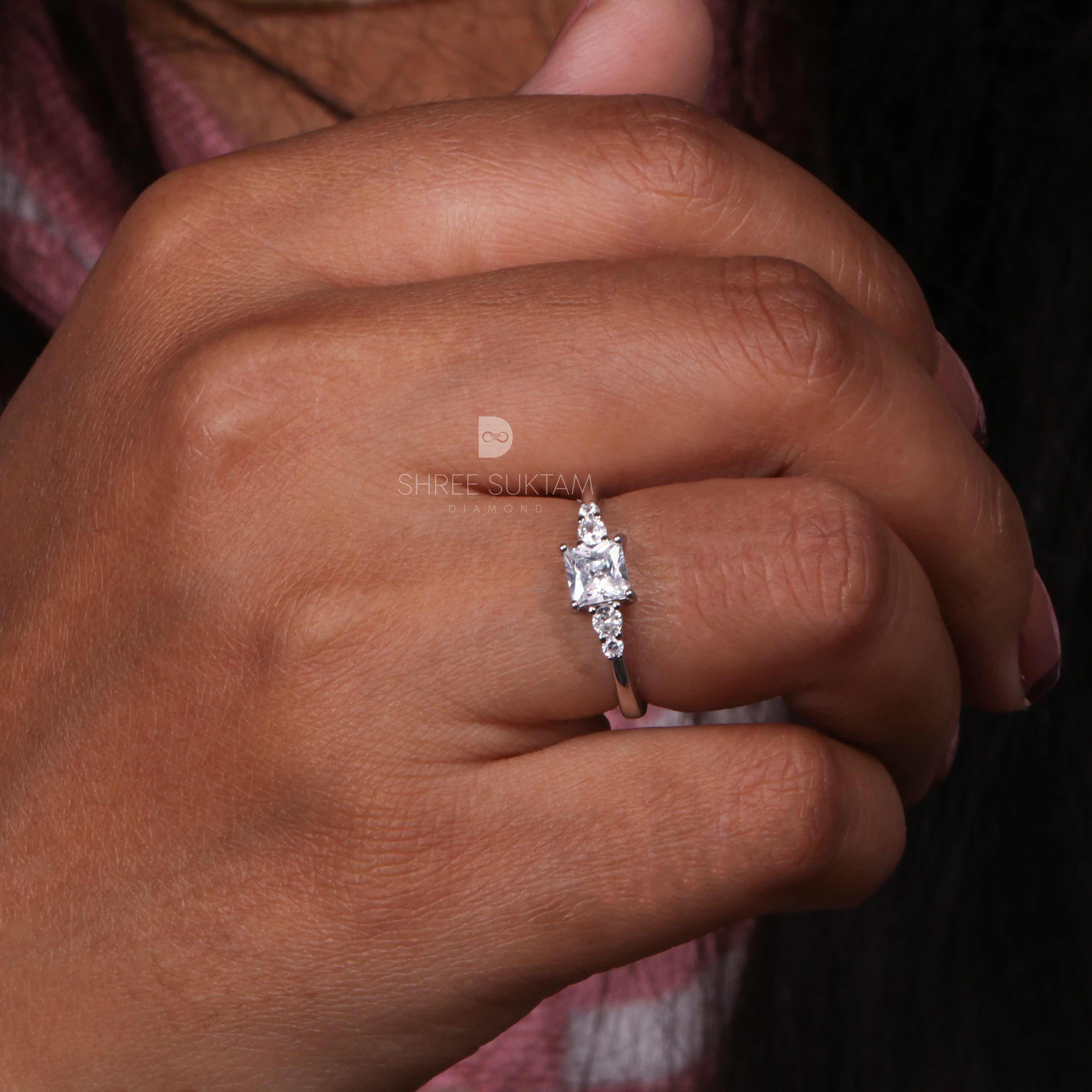 Princess Cut Lab Grown Diamond Ring with Excellent Luster Engagement Ring