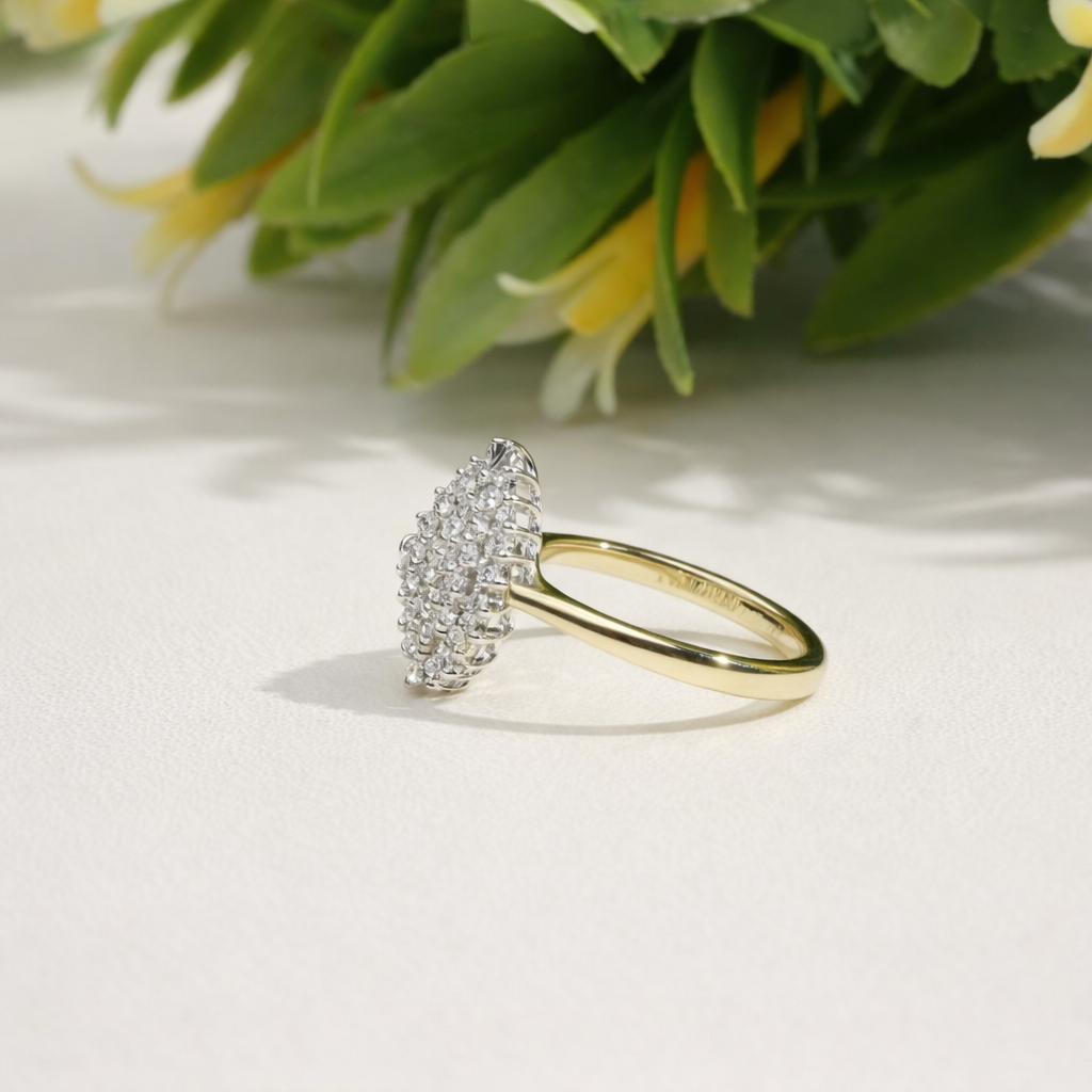 Round Lab Grown Diamond Engagement Ring Handmade Flower Diamond Ring