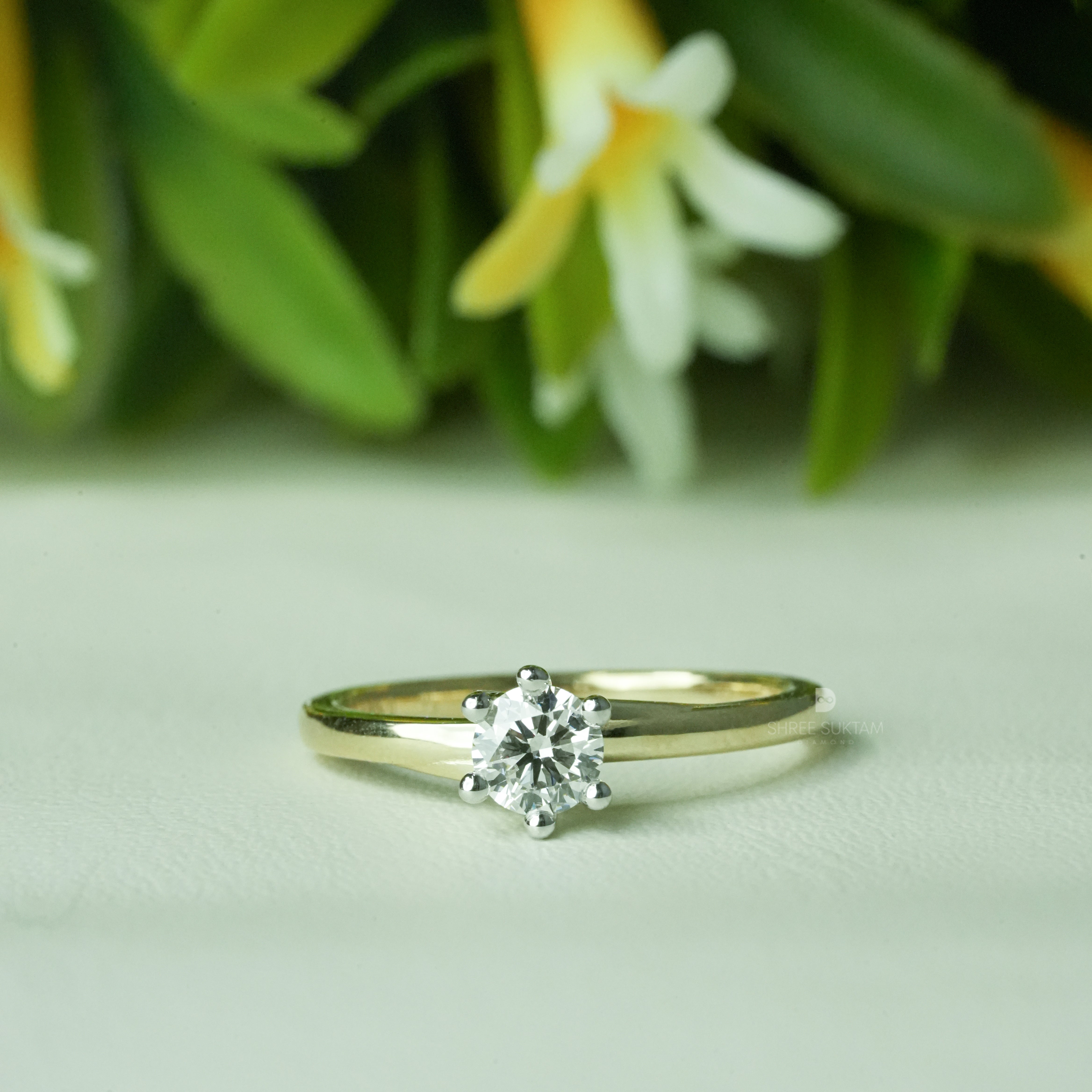 Classic Round Diamond Solitaire Ring Six Prong Diamond Ring Timeless Engagement Ring Handmade Gold Ring