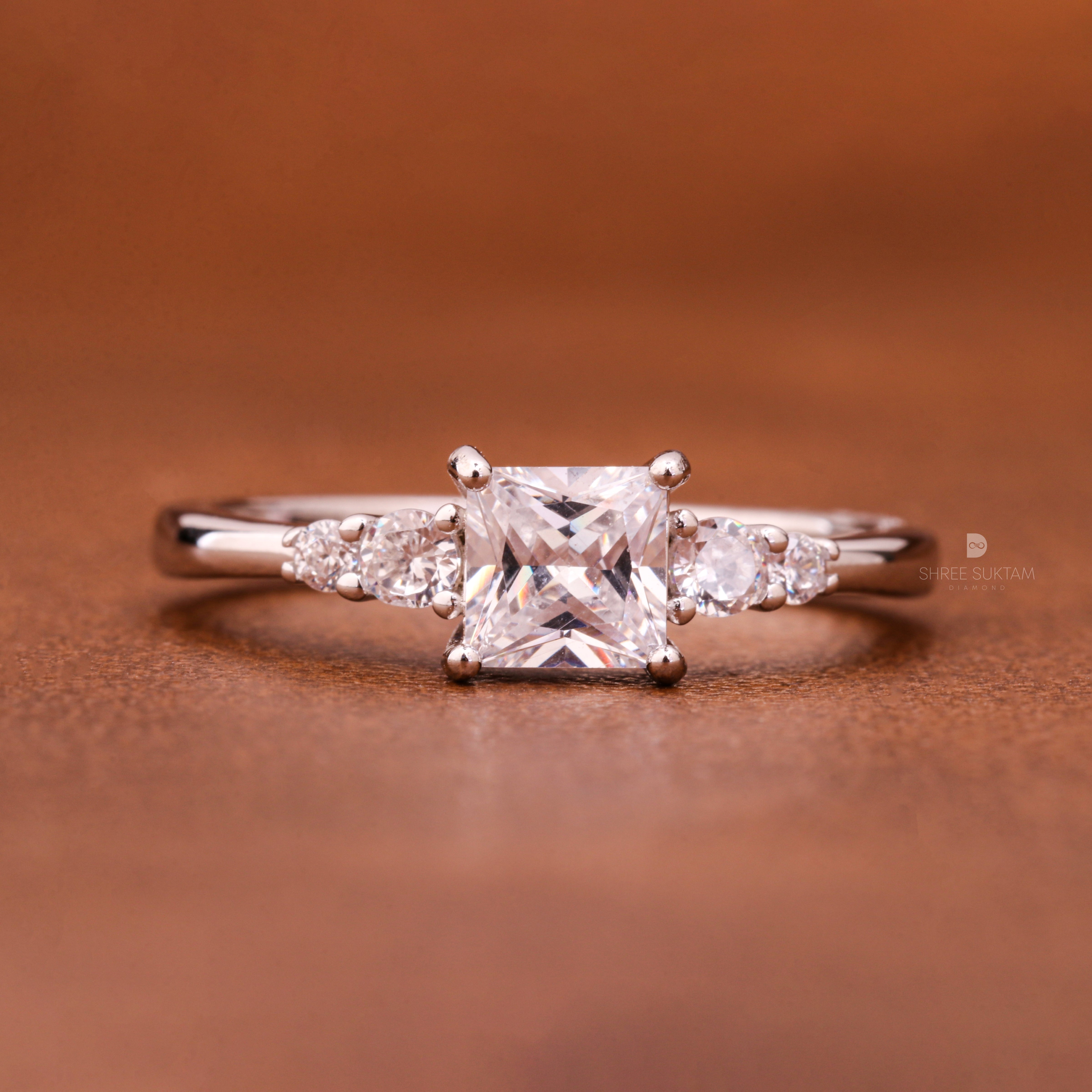 Princess Cut Lab Grown Diamond Ring with Excellent Luster Engagement Ring
