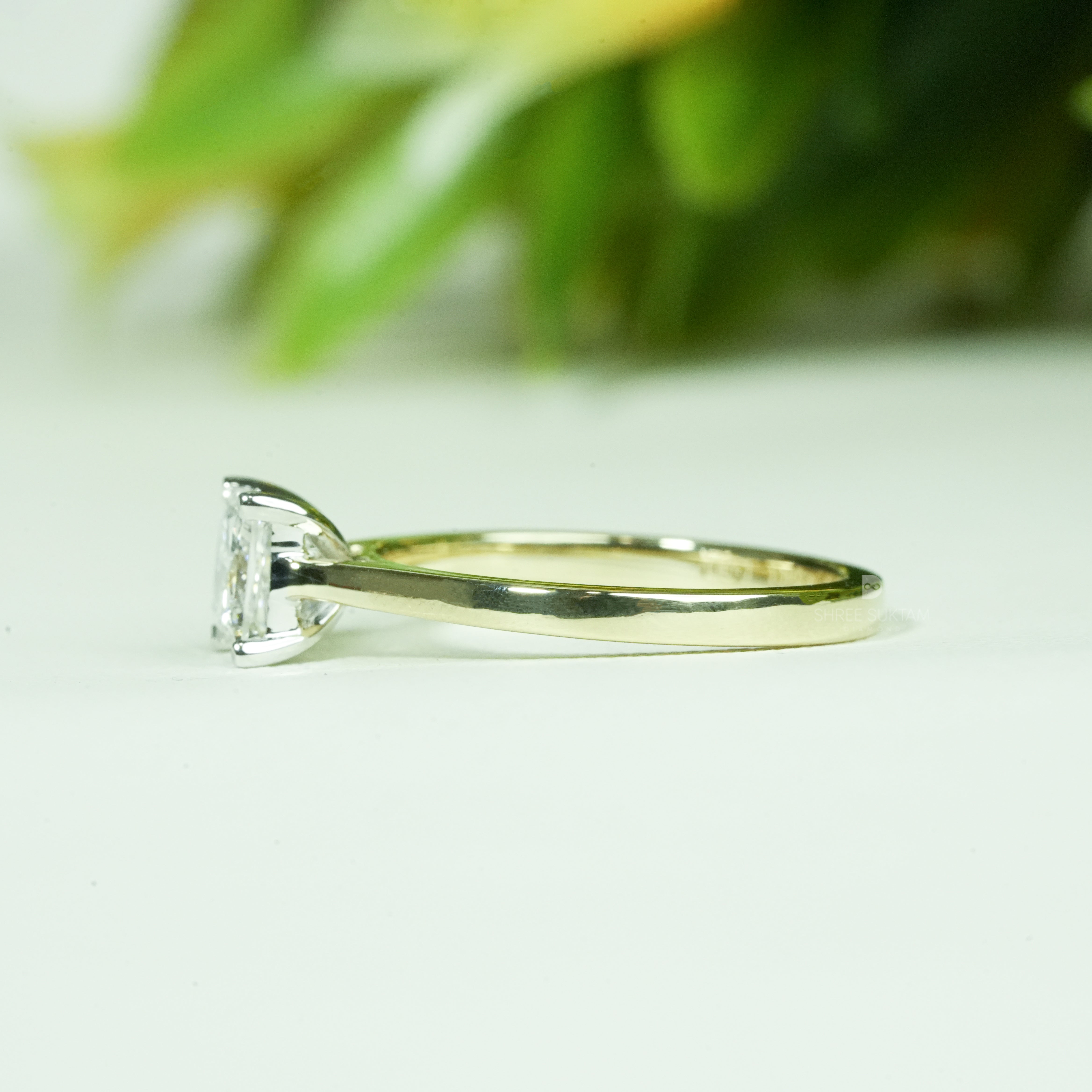 Princess Solitaire Diamond Engagement Ring Four-Prong Setting Elegant Minimalist Ring