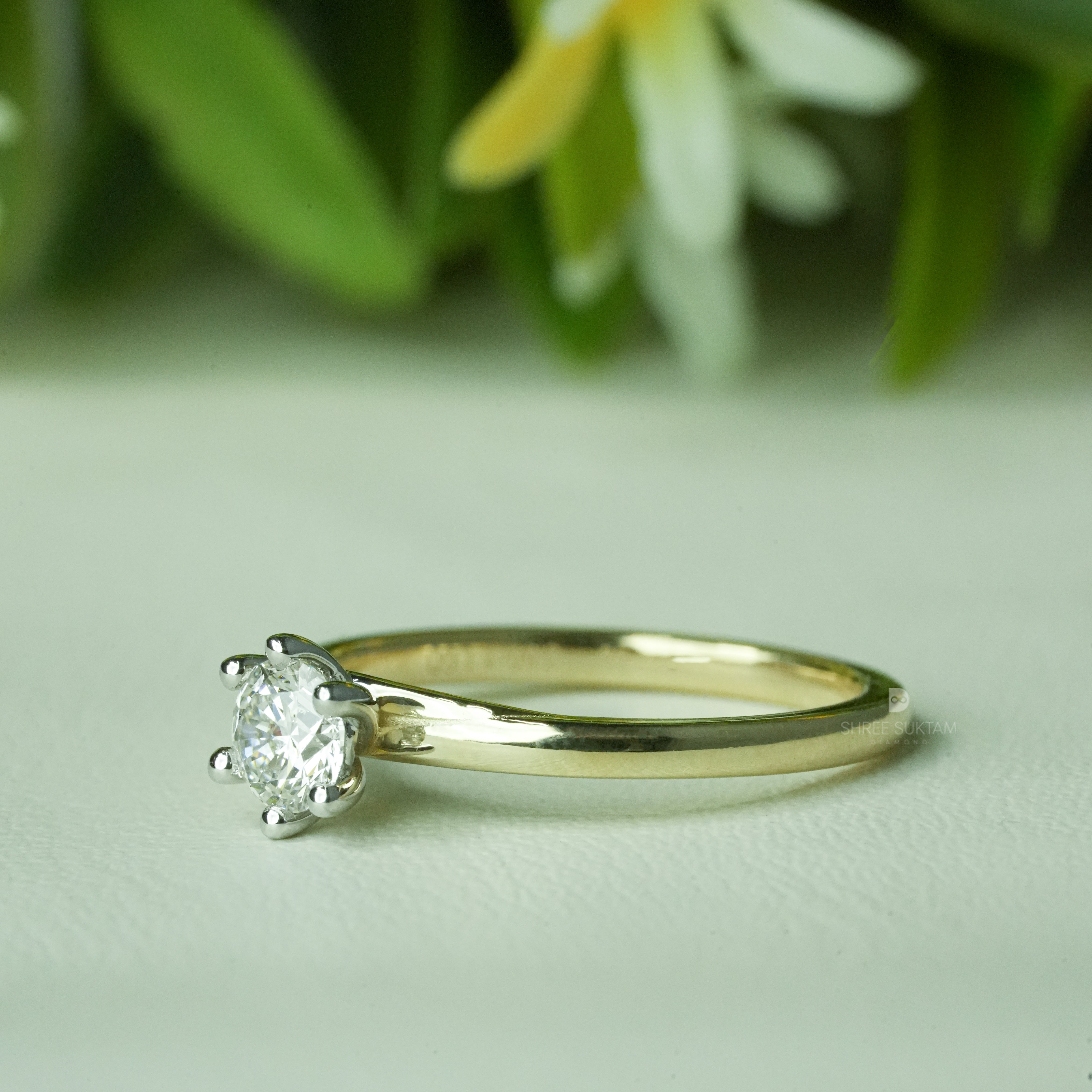 Classic Round Diamond Solitaire Ring Six Prong Diamond Ring Timeless Engagement Ring Handmade Gold Ring