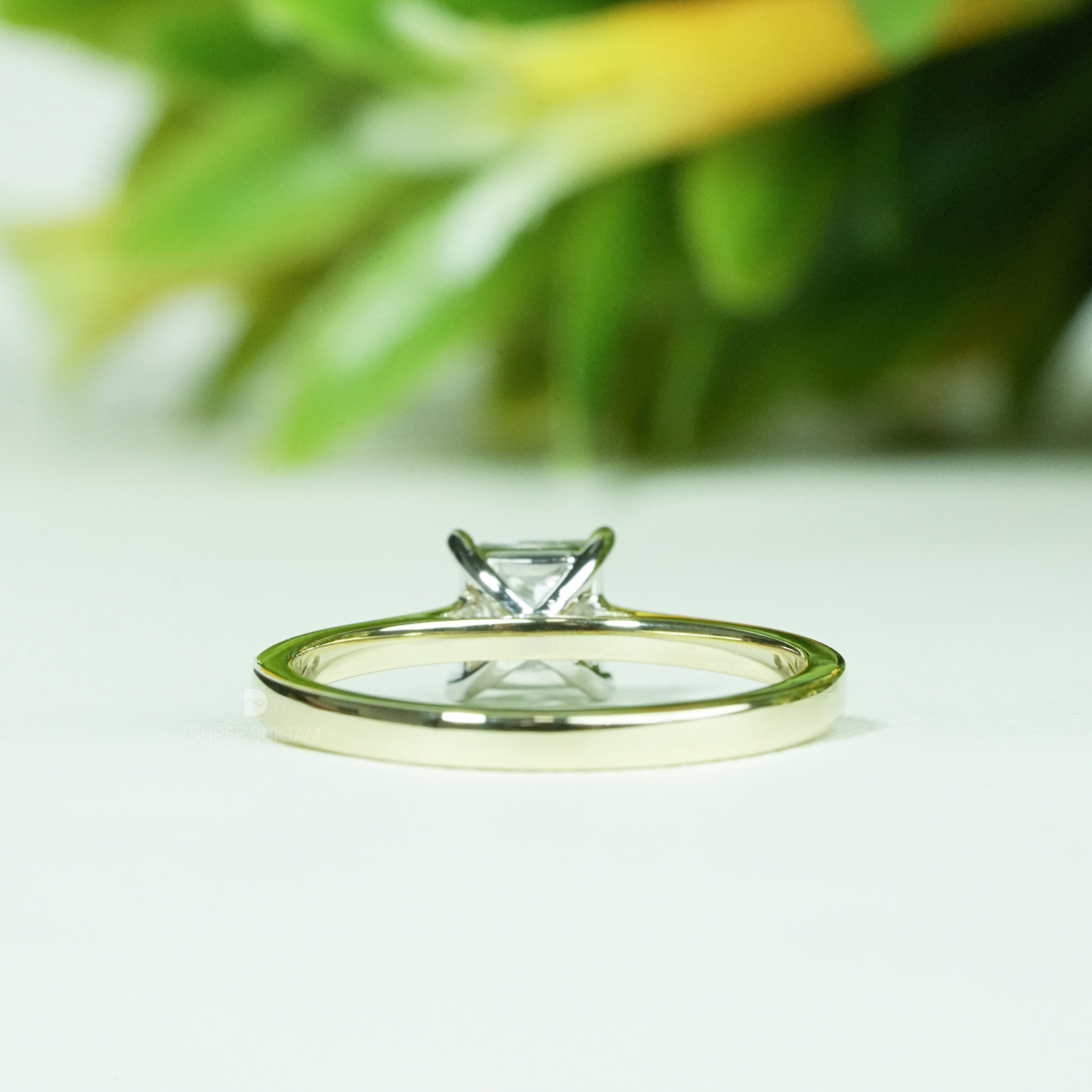 Princess Solitaire Diamond Engagement Ring Four-Prong Setting Elegant Minimalist Ring