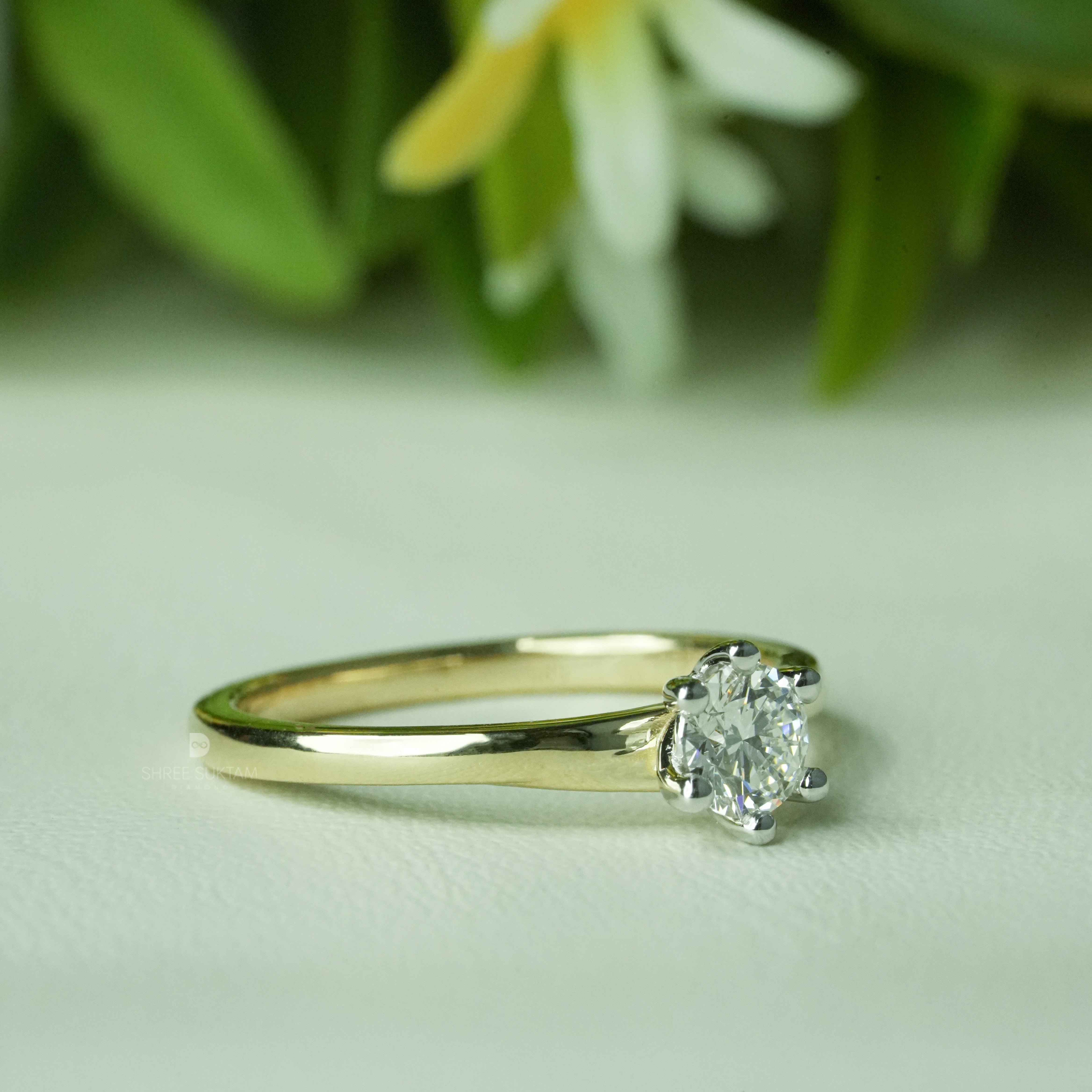 Classic Round Diamond Solitaire Ring Six Prong Diamond Ring Timeless Engagement Ring Handmade Gold Ring