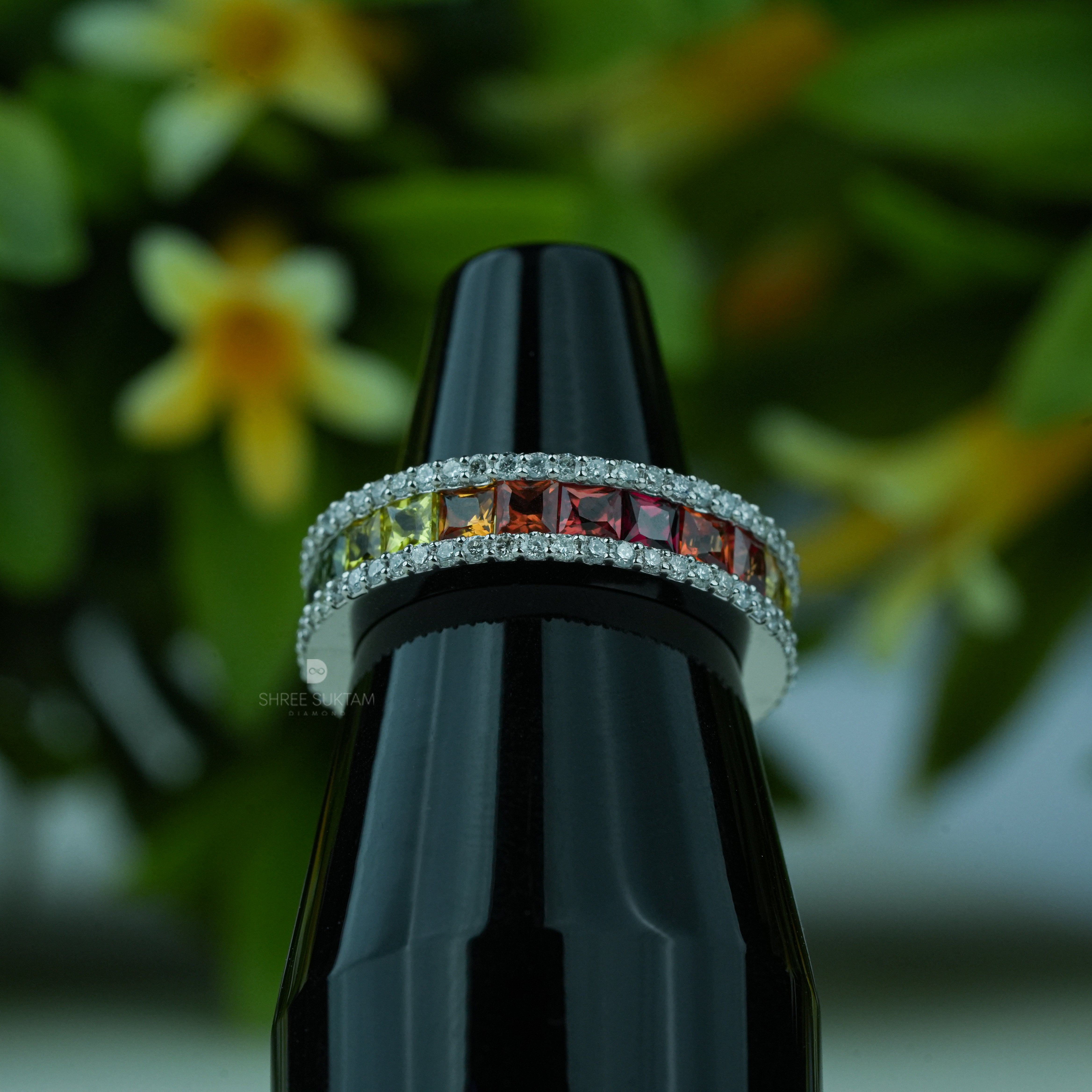 Rainbow Eternity Band Multicolor Diamond Band Diamond Jewelry Colorful Wedding Band