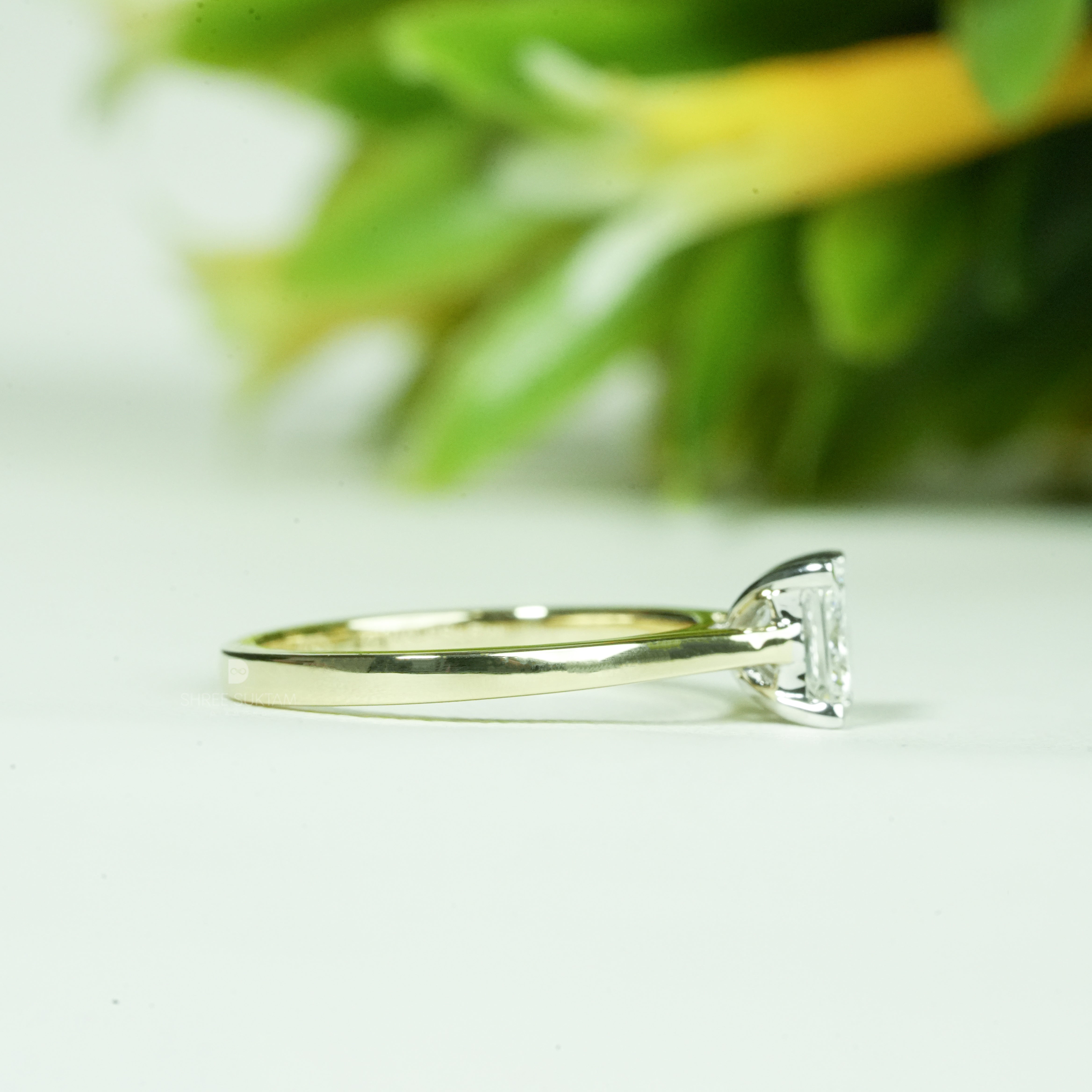 Princess Solitaire Diamond Engagement Ring Four-Prong Setting Elegant Minimalist Ring