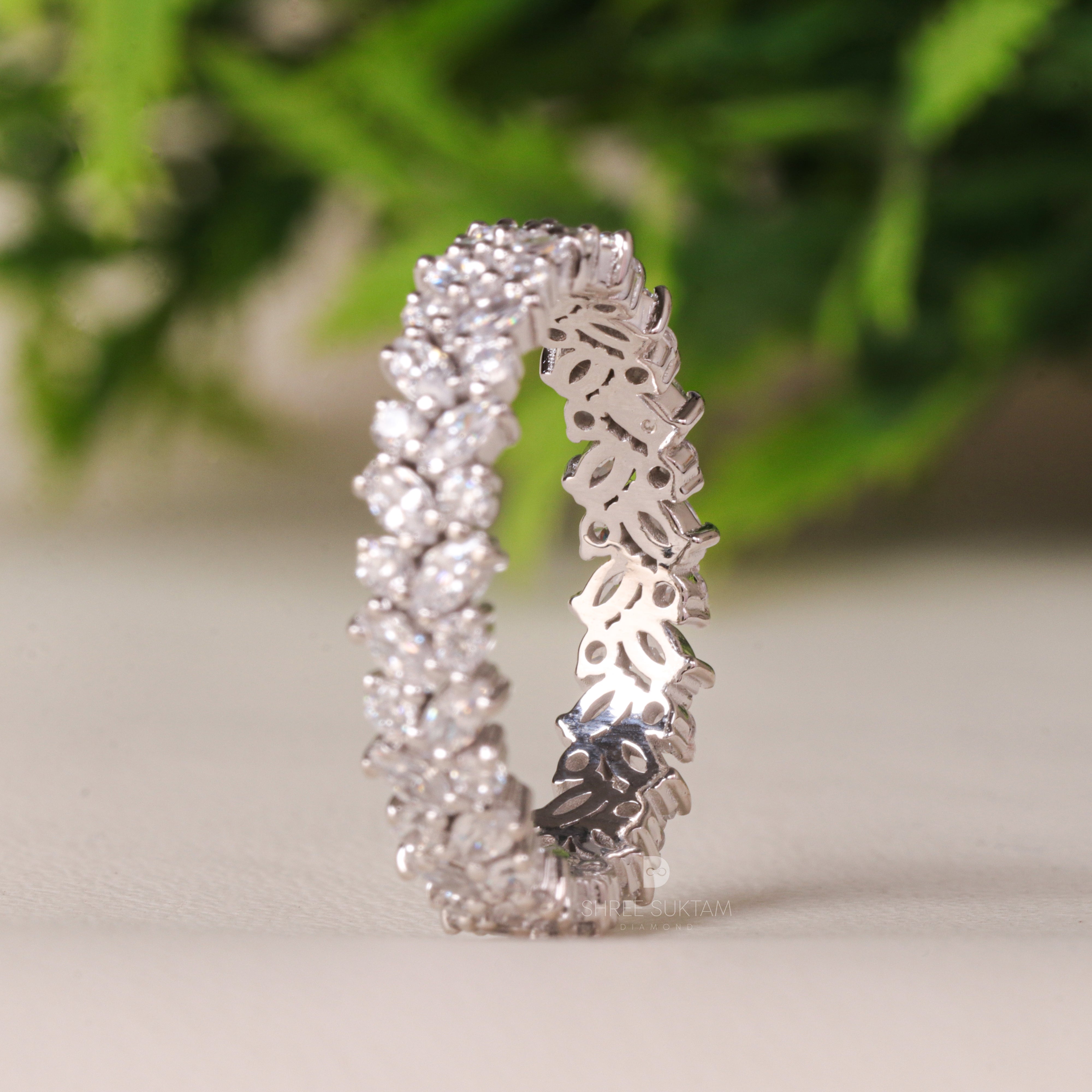 Marquise Diamond Band Lab Grown Diamond Eternity Band Leaf Design Wedding Dainty Stacking Ring