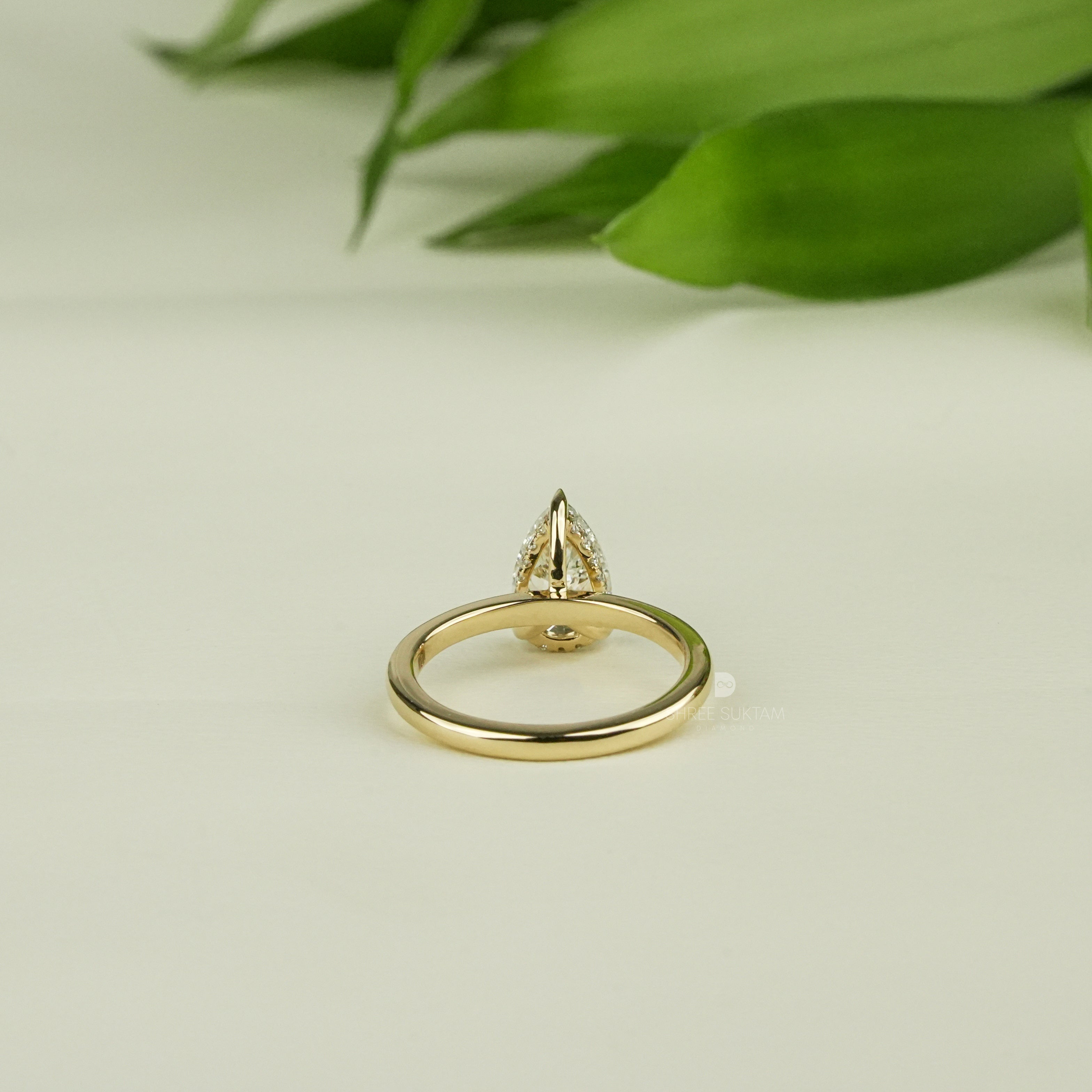 Pear Solitaire Diamond Engagement Ring Minimalist Bridal Ring