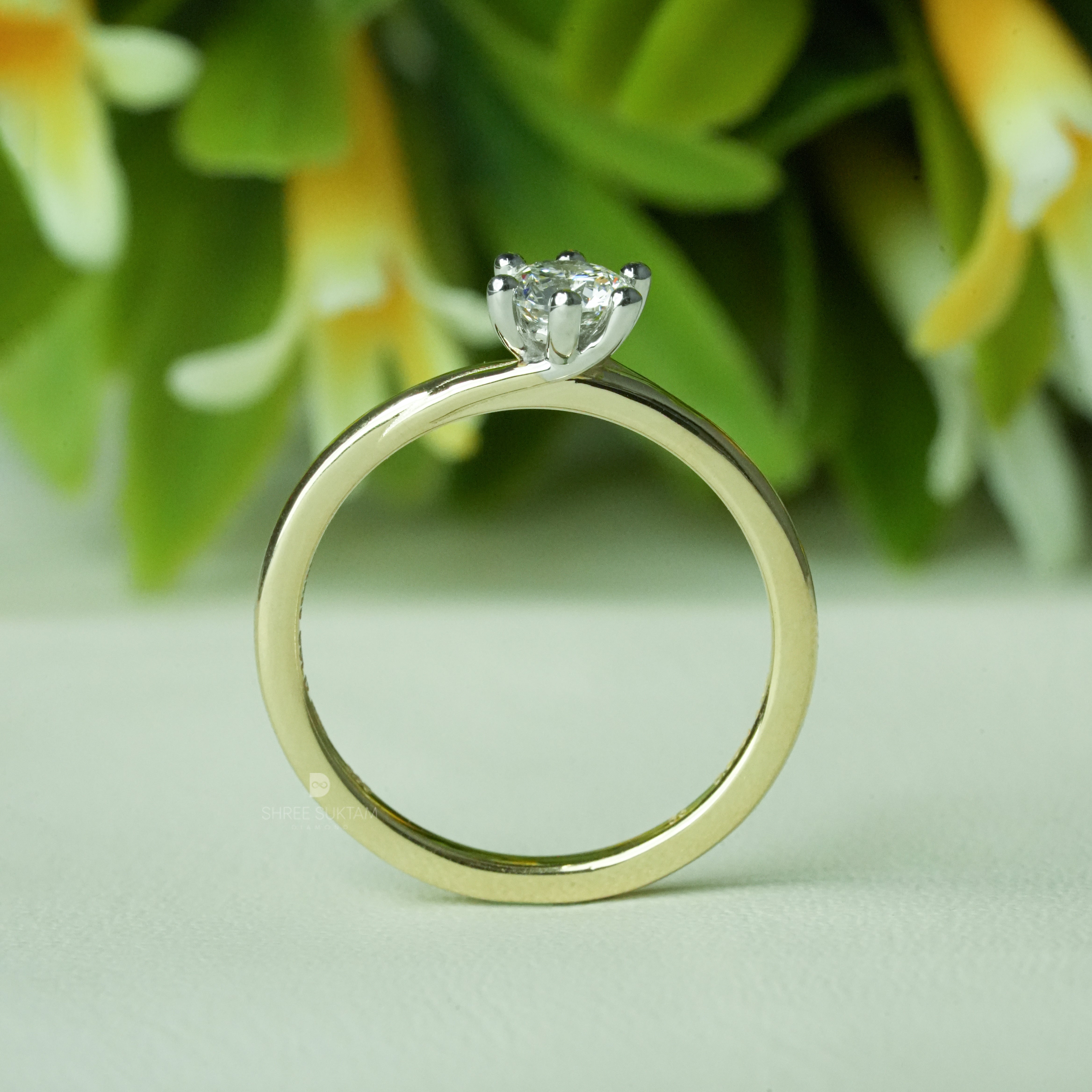 Classic Round Diamond Solitaire Ring Six Prong Diamond Ring Timeless Engagement Ring Handmade Gold Ring