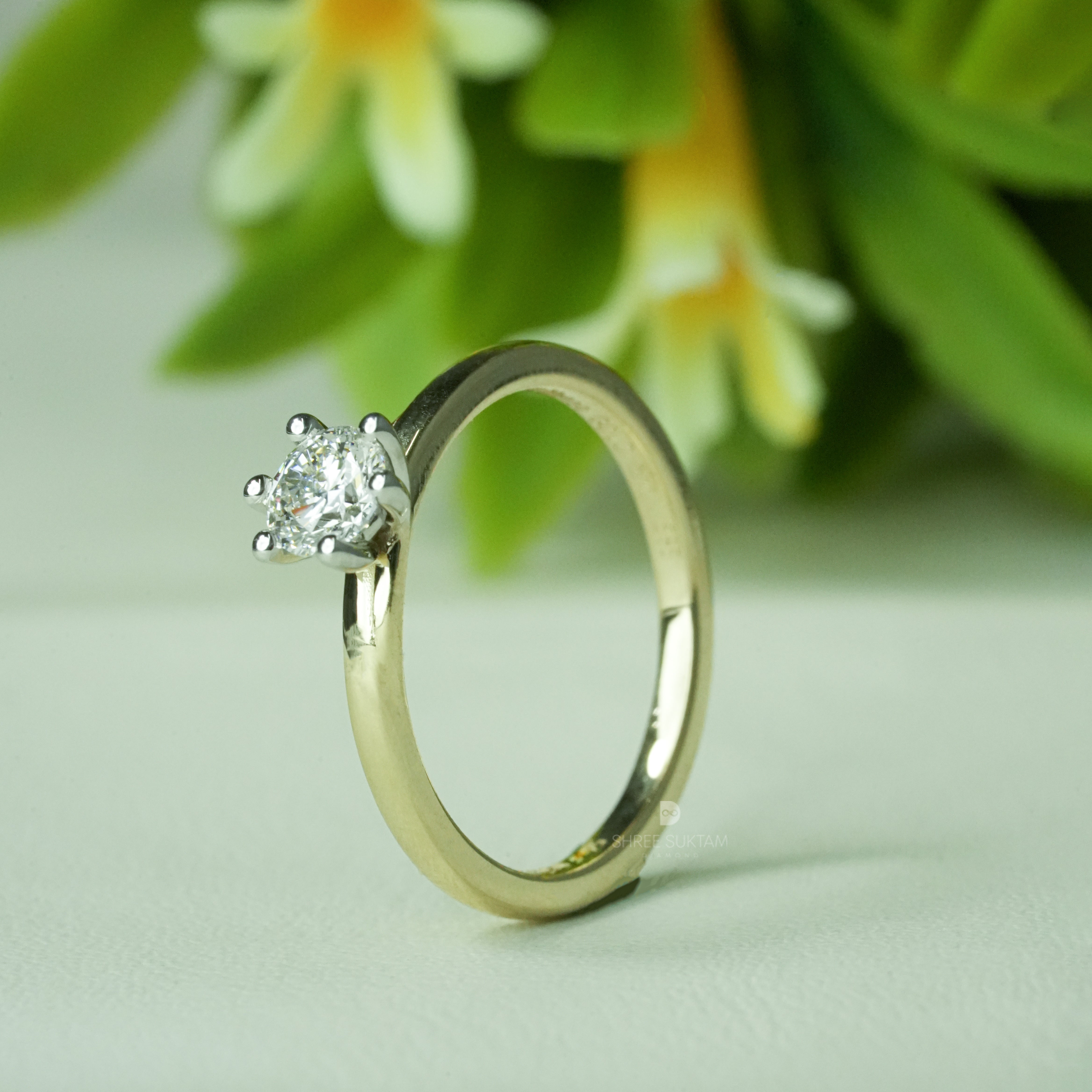 Classic Round Diamond Solitaire Ring Six Prong Diamond Ring Timeless Engagement Ring Handmade Gold Ring