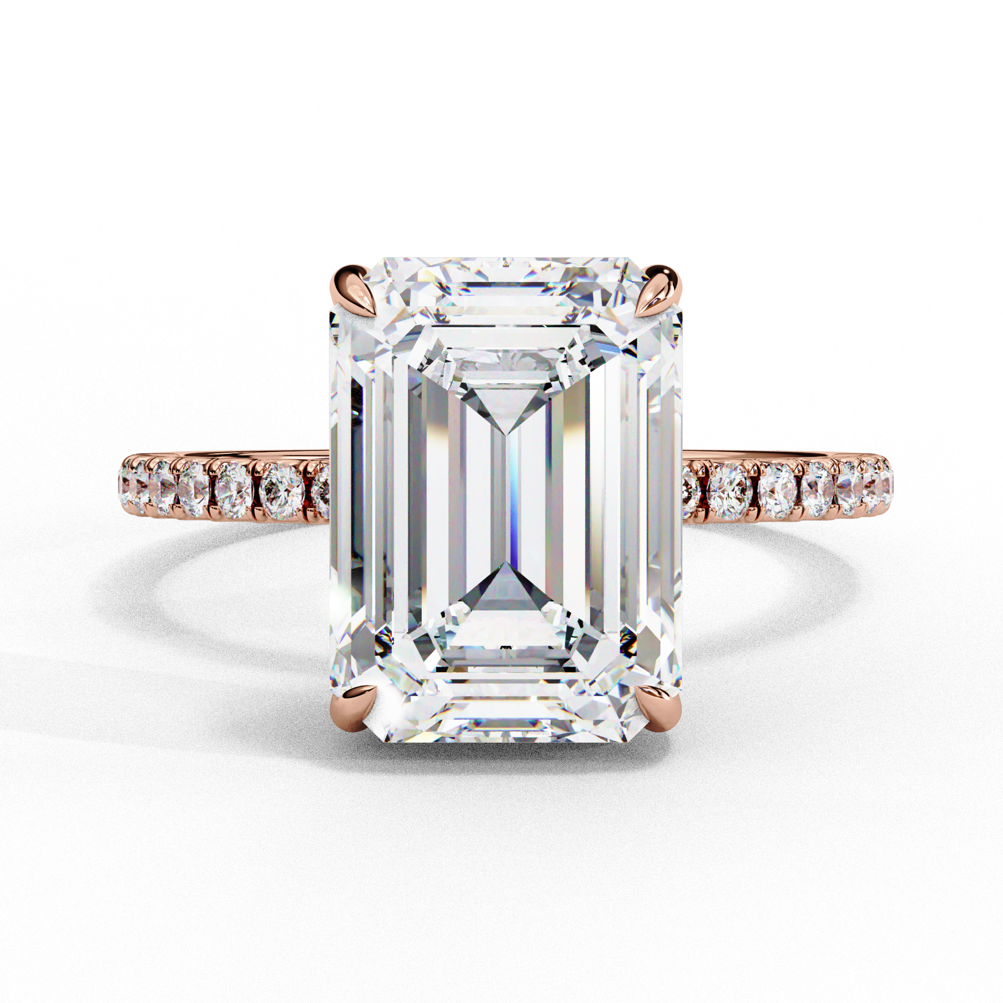 Floriselle Emerald Lab Grown Diamond Hidden Halo Ring