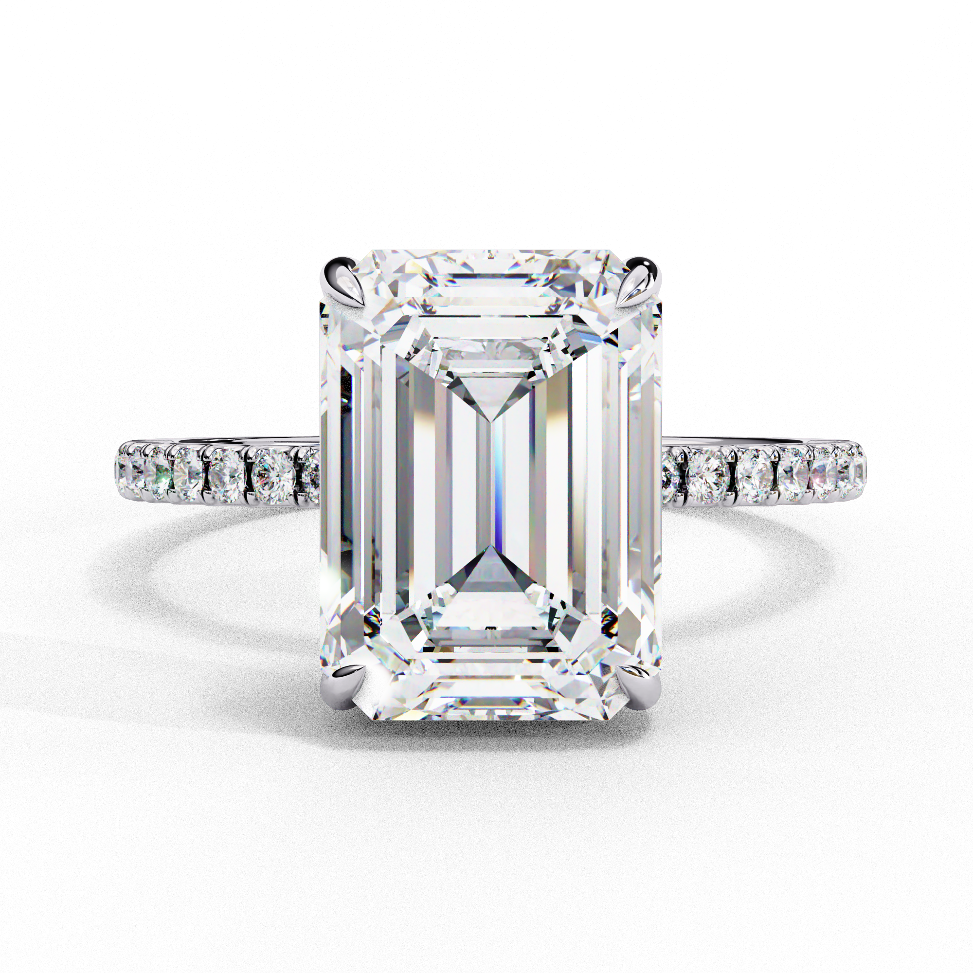 Floriselle Emerald Lab Grown Diamond Hidden Halo Ring