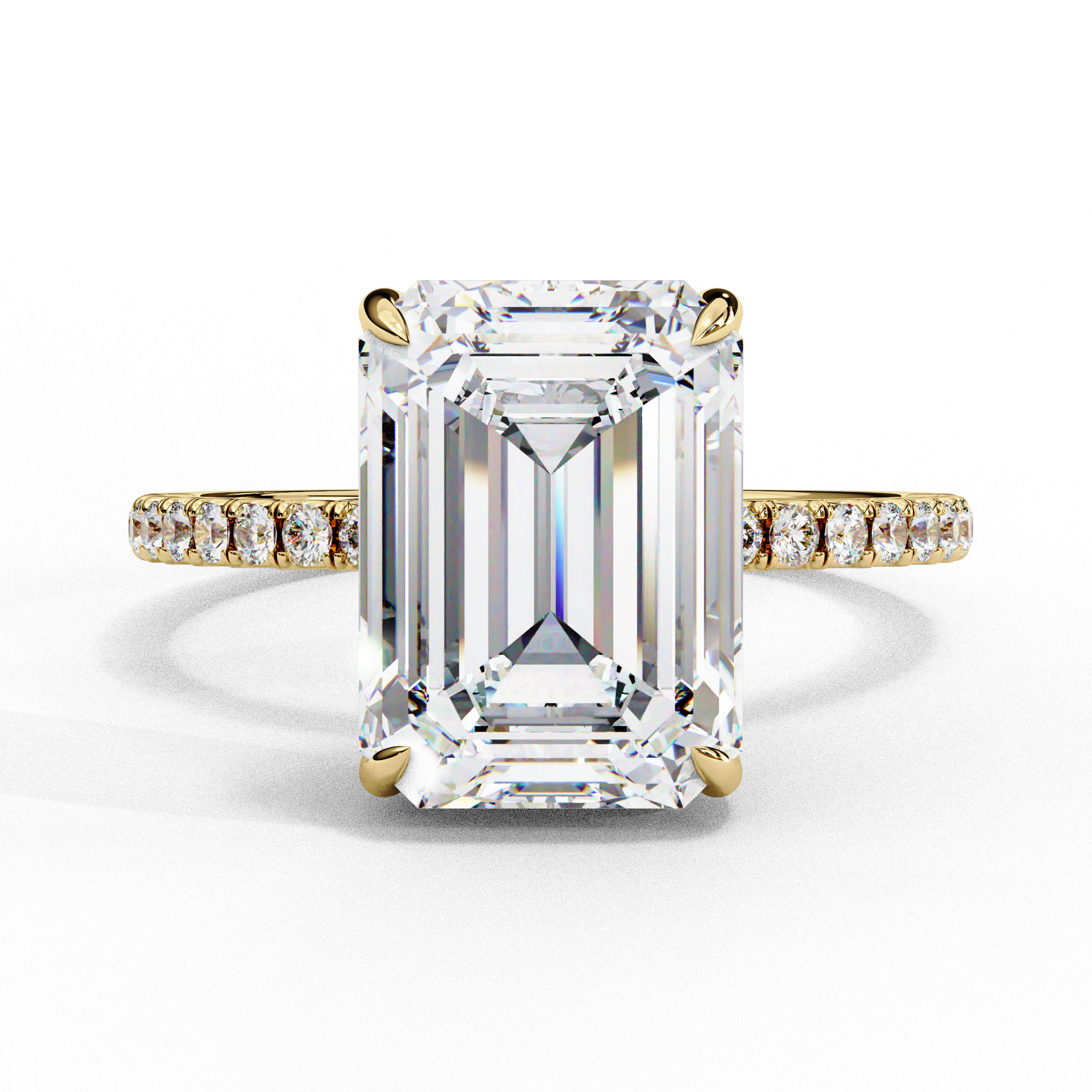 Floriselle Emerald Lab Grown Diamond Hidden Halo Ring