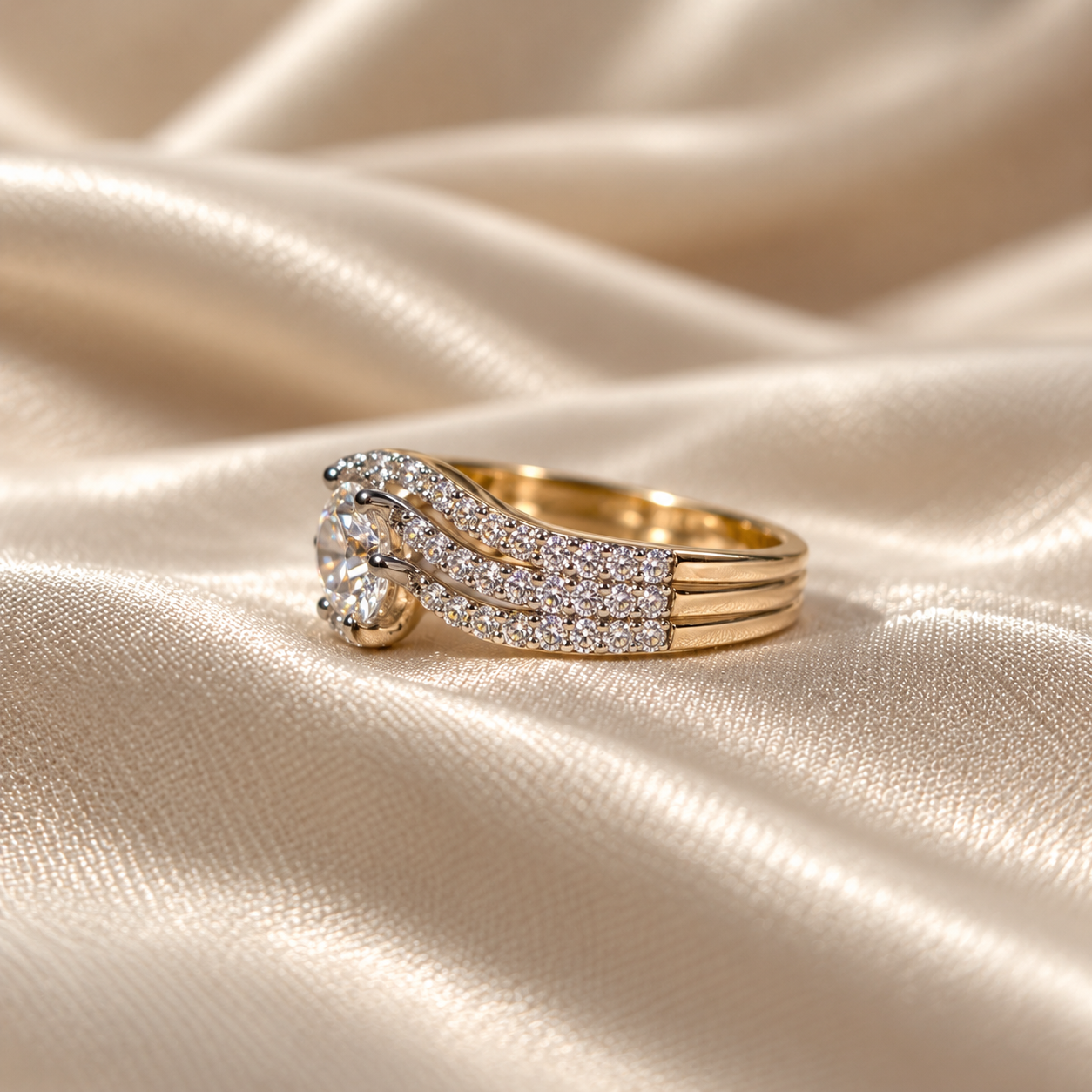 Round Lab Grown Diamond Twist Engagement Crossover Ring
