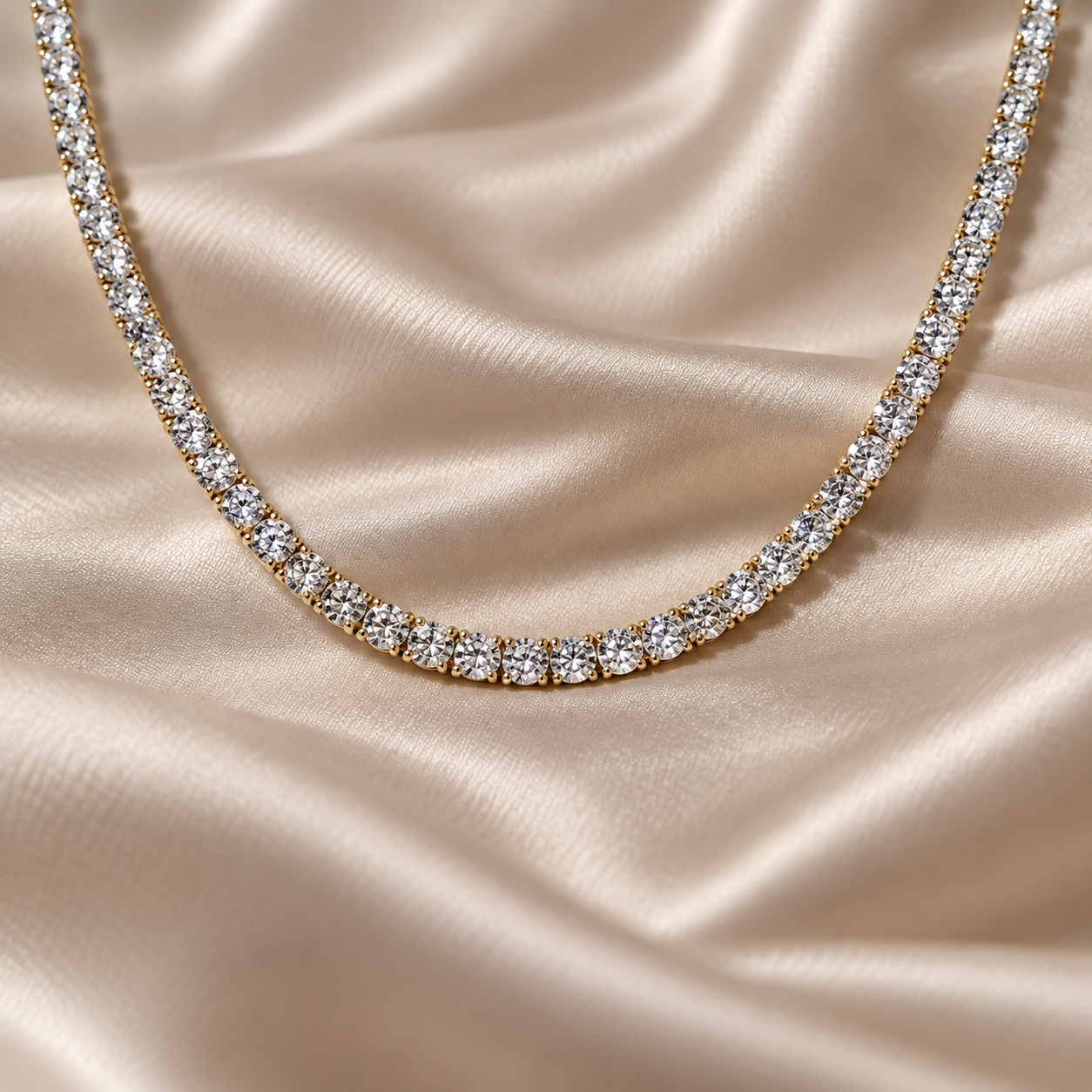 Round Lab Grown Diamond Tennis Necklace Round Wedding Necklace Classic Diamond Chain Luxury