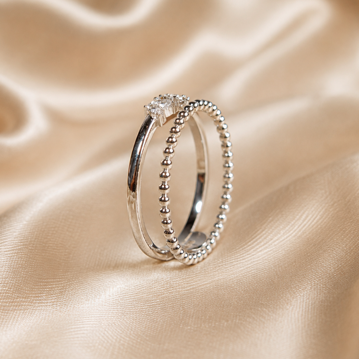 Marquise & Round Lab Grown Diamond Ring Handmade Wedding Band