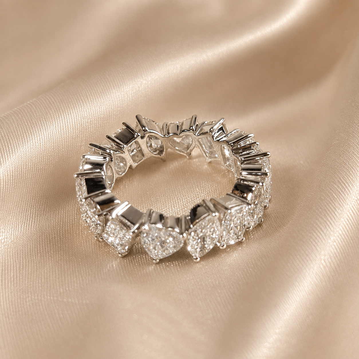 Multi Shape Lab Grown Diamond Eternity Band Mixed Cut Diamond Elegant Wedding Band
