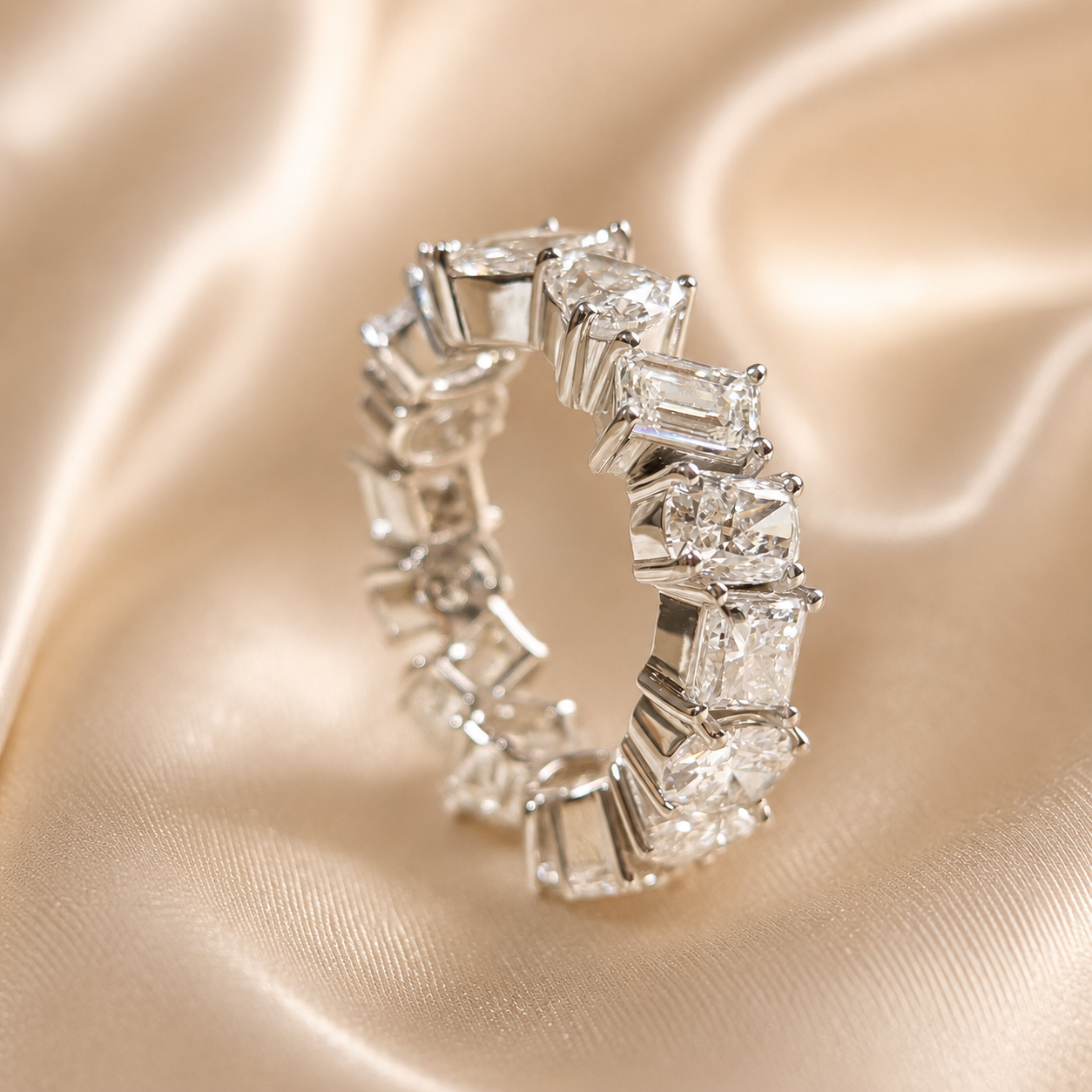 Multi Shape Lab Grown Diamond Eternity Band Mixed Cut Diamond Elegant Wedding Band