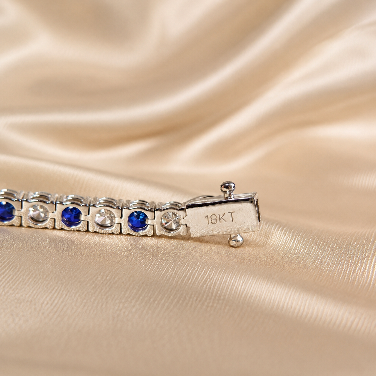 Blue Sapphire Round Lab Grown Diamond Tennis Bracelet Wedding Bracelet Gift For Her