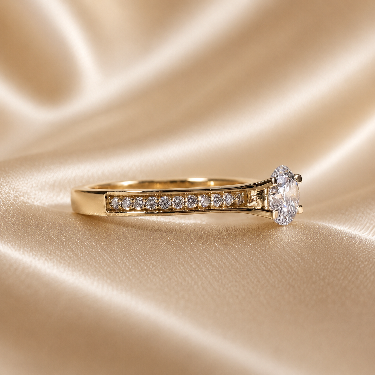 Round Lab Grown Diamond Engagement Ring Handmade Jewelry Gift for Her
