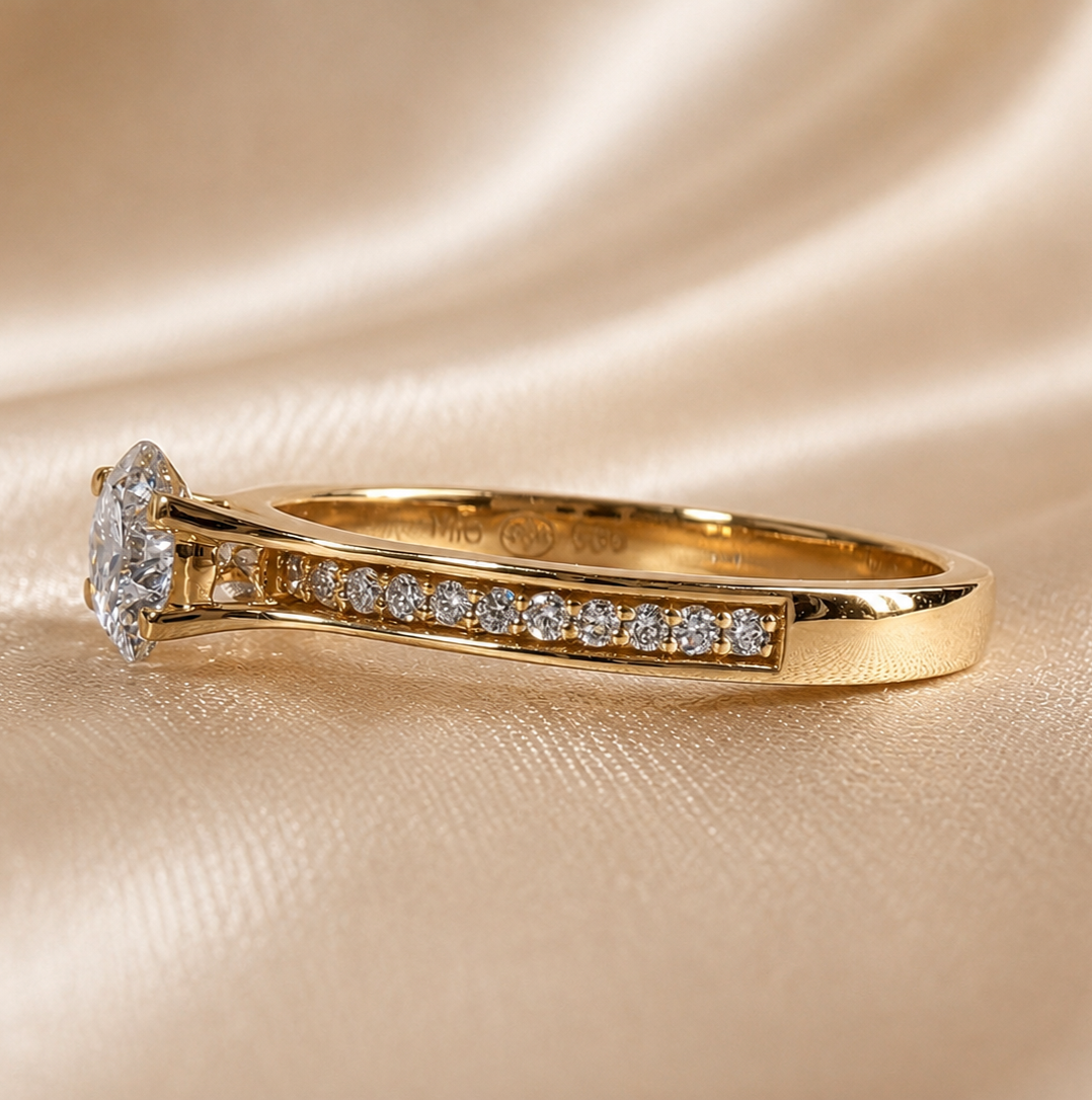 Round Lab Grown Diamond Engagement Ring Handmade Jewelry Gift for Her