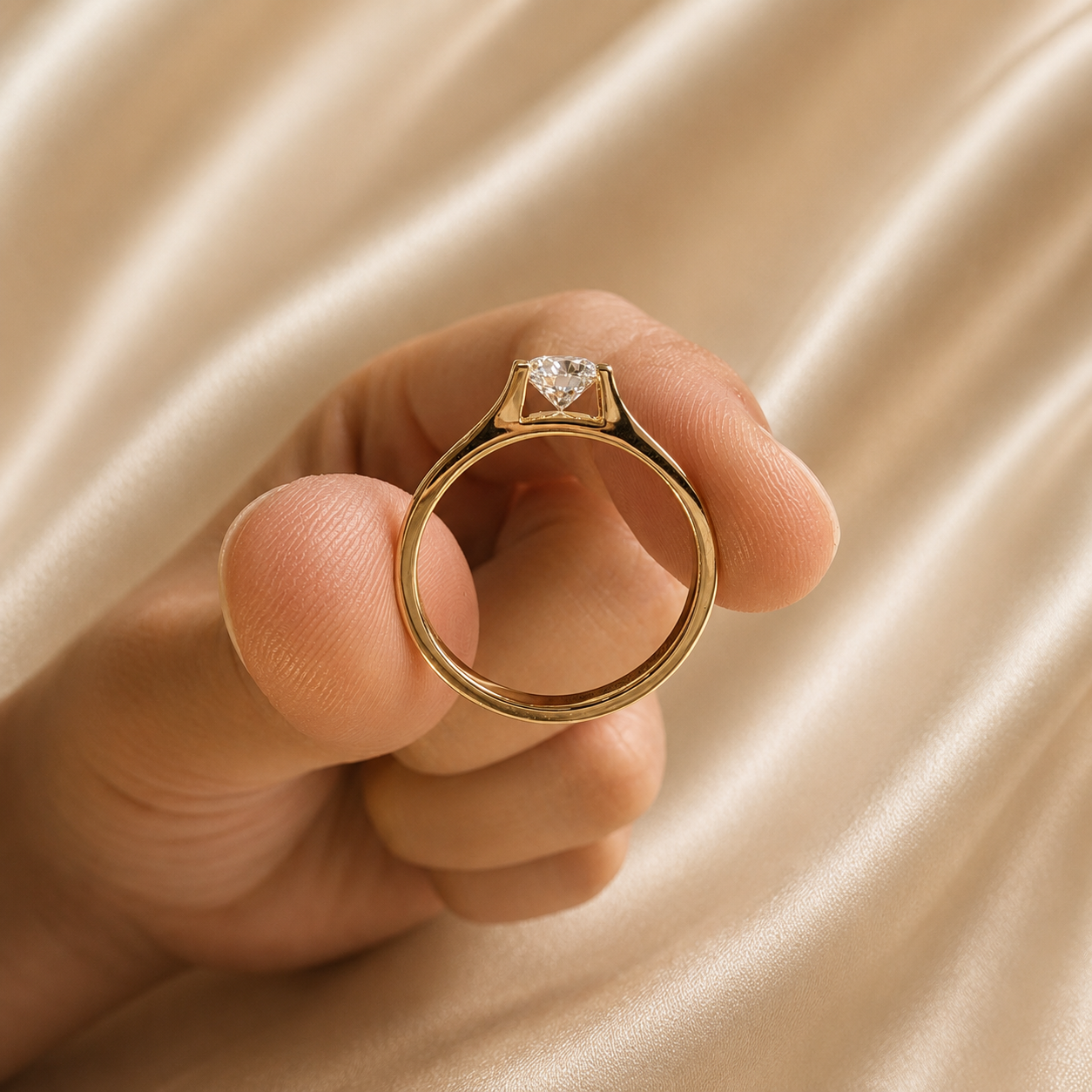 Round Lab Grown Diamond Engagement Ring Handmade Jewelry Gift for Her