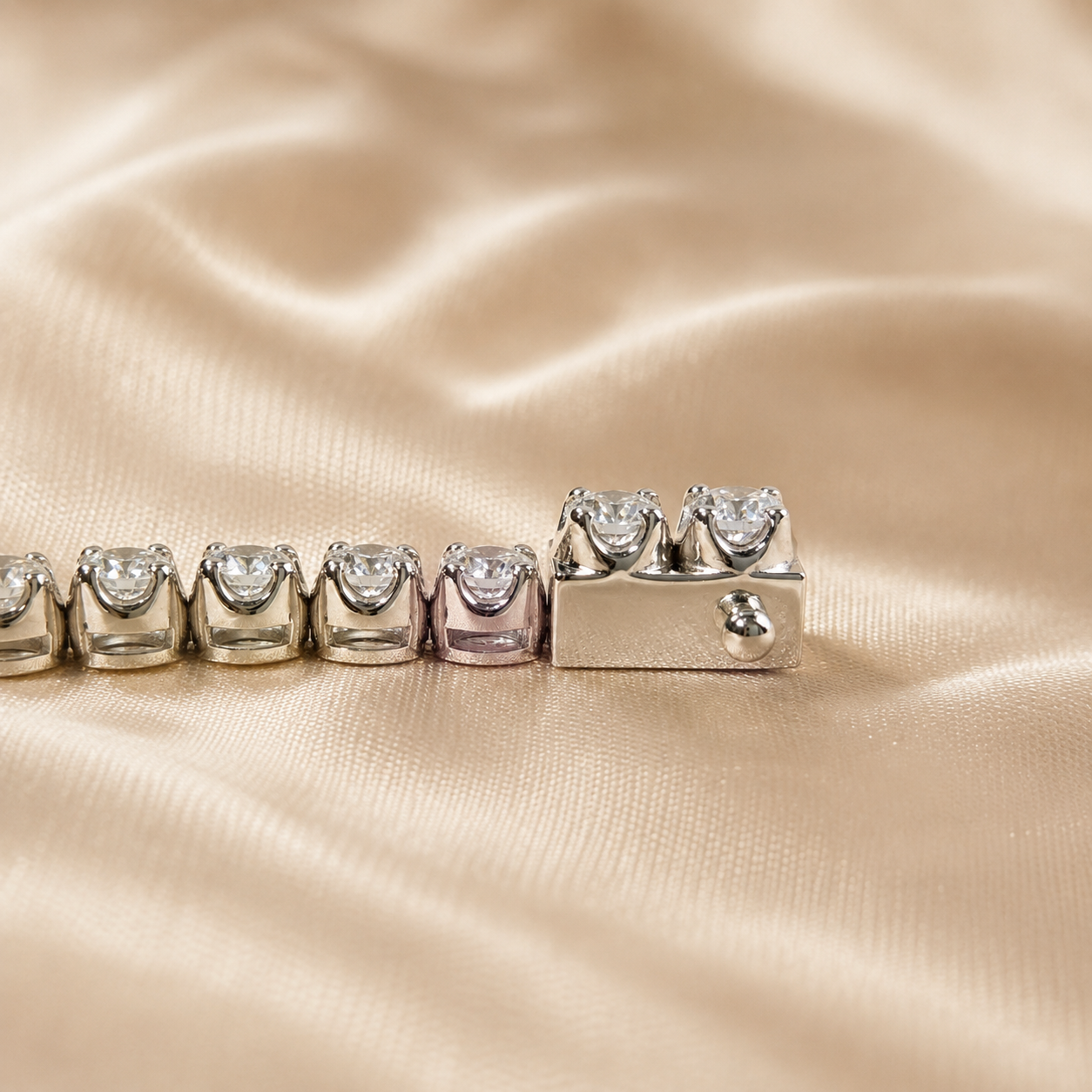 Round Lab Grown Diamond Tennis Wedding Bracelet