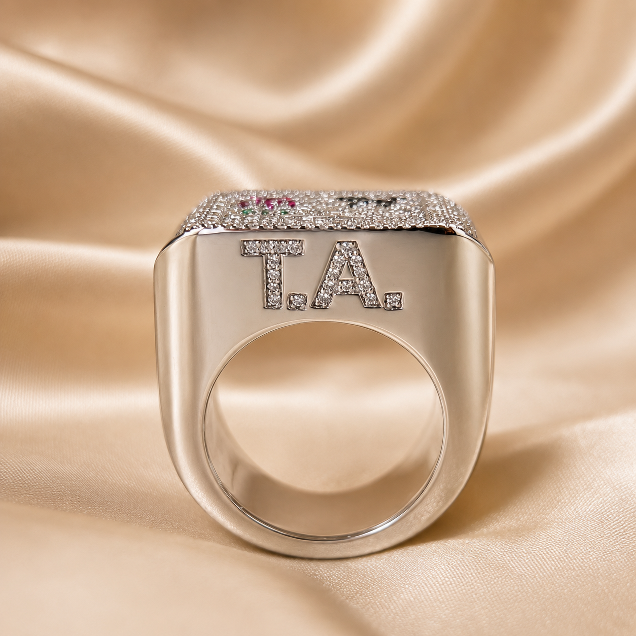 Round Lab Grown Diamond Custom Ring Personalized Diamond Ring Iced Out Name Ring