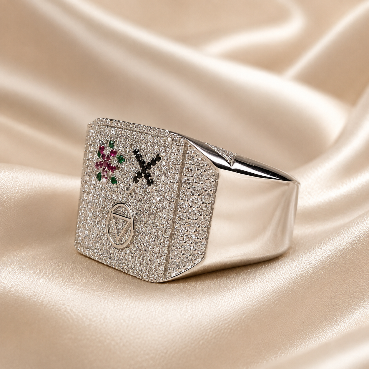 Round Lab Grown Diamond Custom Ring Personalized Diamond Ring Iced Out Name Ring
