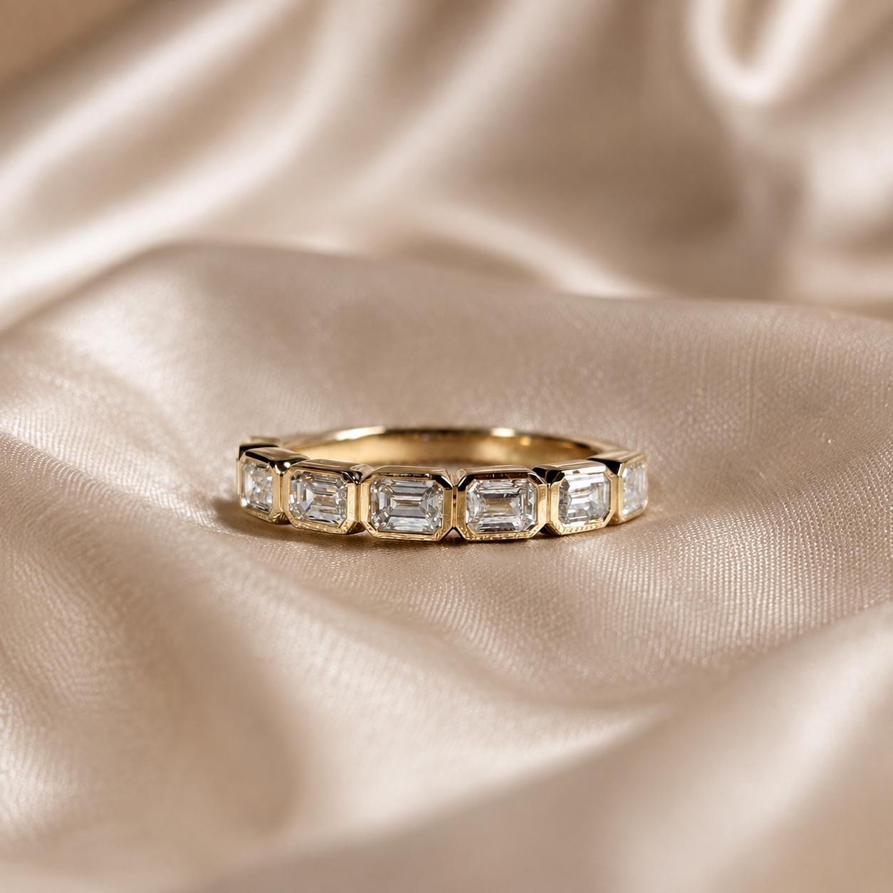 Emerald Lab Grown Diamond Wedding Band Handmade Eternity Band