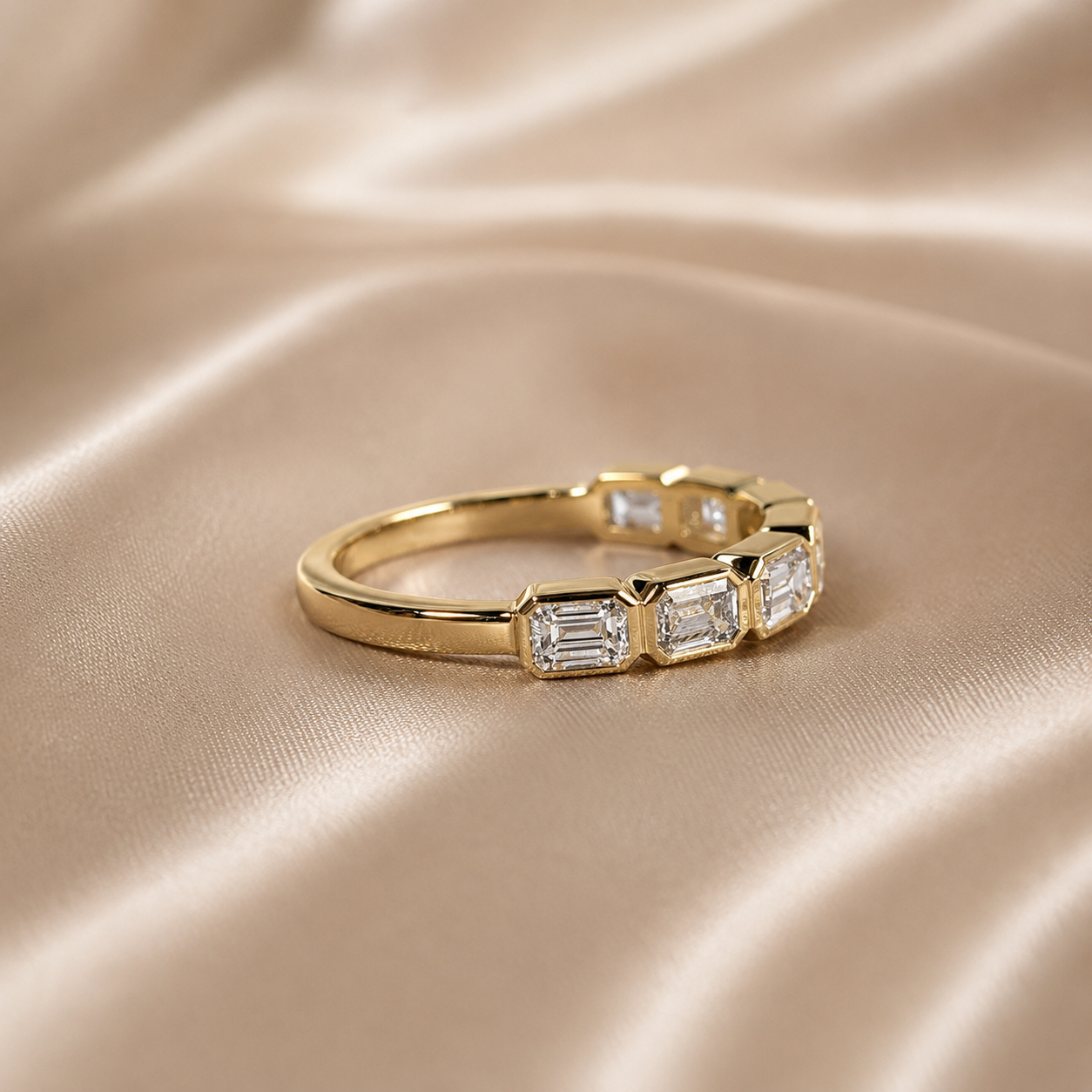 Emerald Lab Grown Diamond Wedding Band Handmade Eternity Band