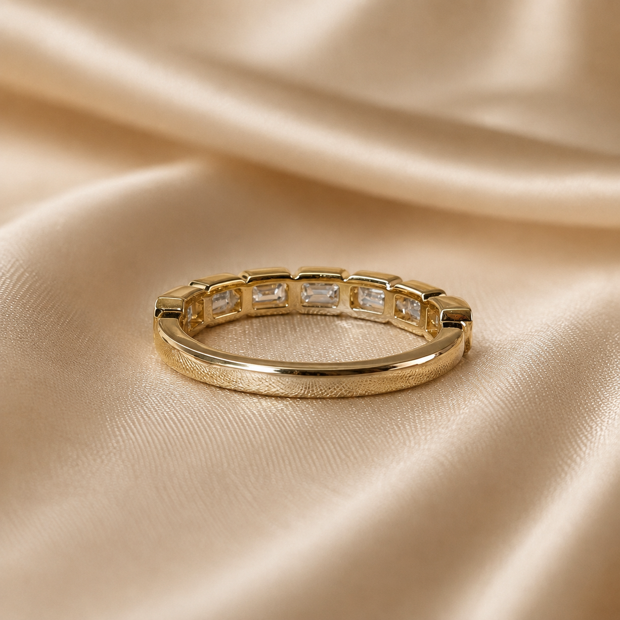 Emerald Lab Grown Diamond Wedding Band Handmade Eternity Band