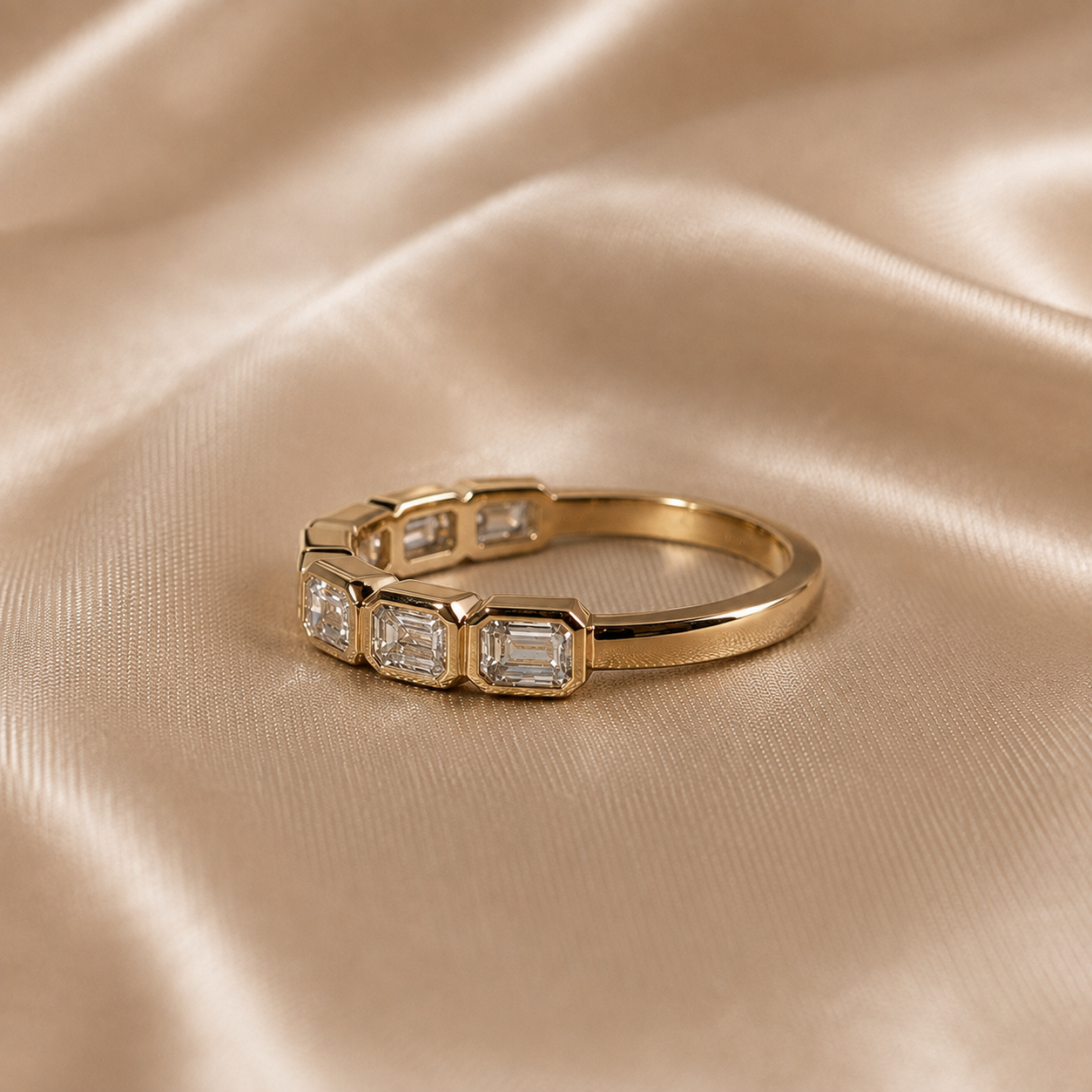 Emerald Lab Grown Diamond Wedding Band Handmade Eternity Band