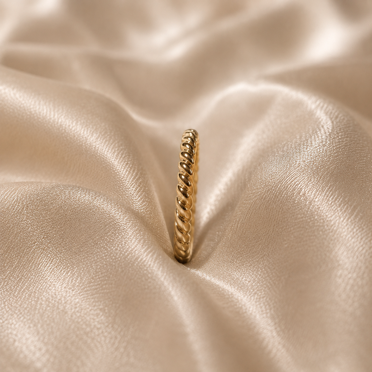 Twisted Rope Gold Ring Minimalist Wedding Band Thin Gold Eternity Band