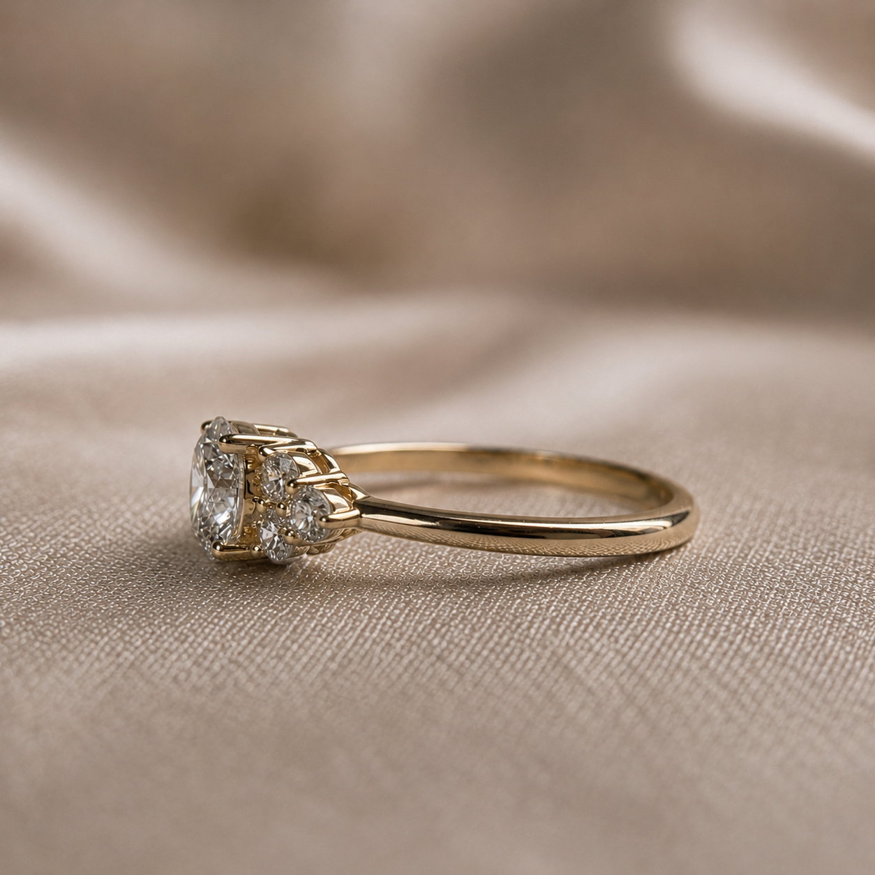 Round Lab Grown Diamond Engagement Ring Handmade Jewelry