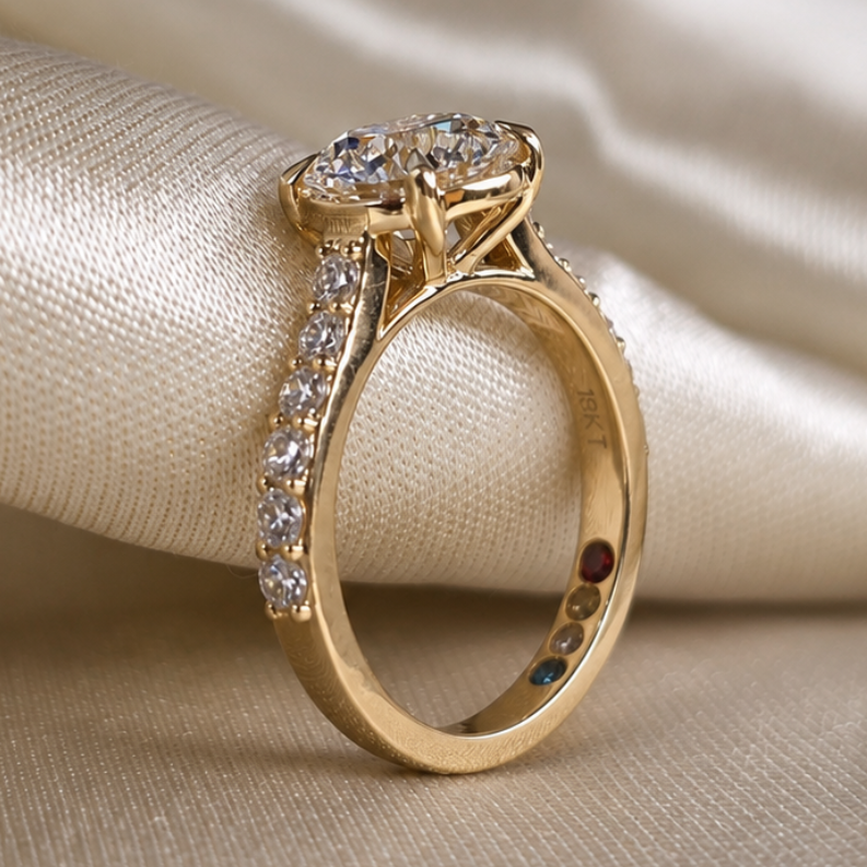 Round Lab Grown Diamond Engagement Ring Personalized Promise Ring