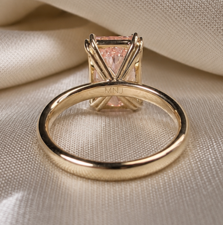 Pink Radiant Lab Grown Diamond Engagement Ring Handmade Ring Gift for Her