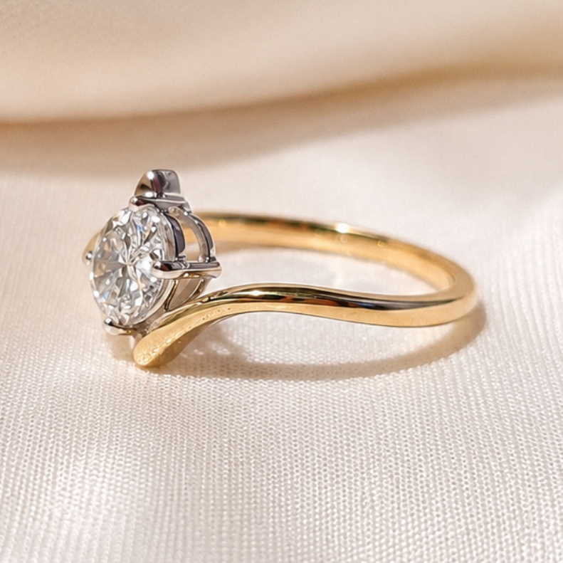 Oval Lab Grown Diamond Engagement Ring Bypass Set Ring