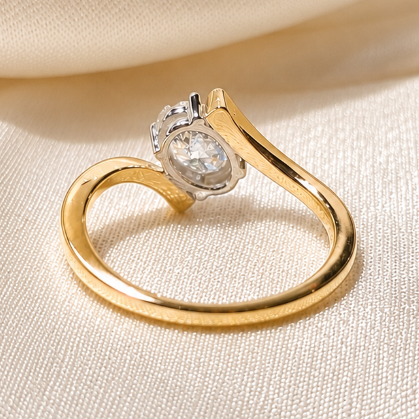 Oval Lab Grown Diamond Engagement Ring Bypass Set Ring