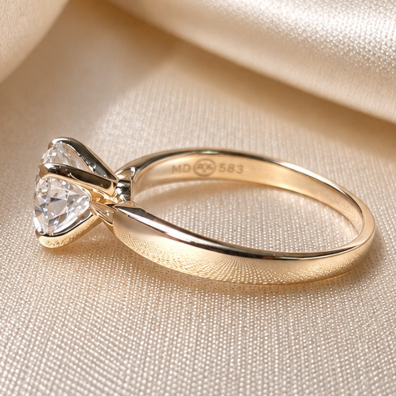 Round Lab Grown Solitaire Engagement Ring Handmade jewelry