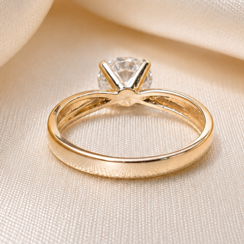 Round Lab Grown Solitaire Engagement Ring Handmade jewelry