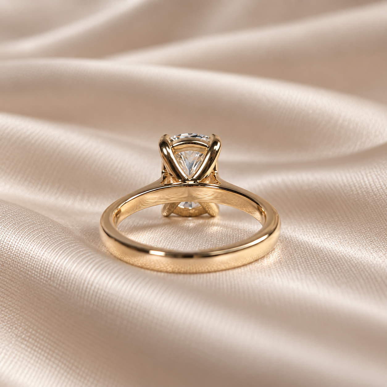 Cushion Lab Grown Diamond Ring Gold Solitaire Engagement Ring Elegant Bridal Ring