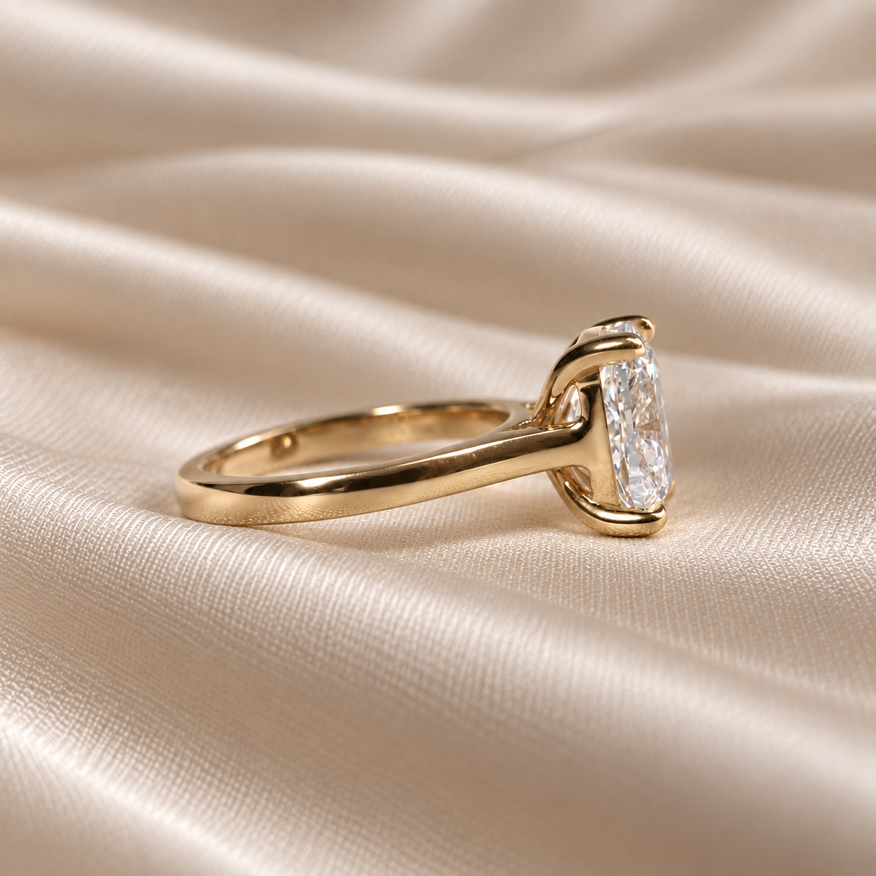 Cushion Lab Grown Diamond Ring Gold Solitaire Engagement Ring Elegant Bridal Ring