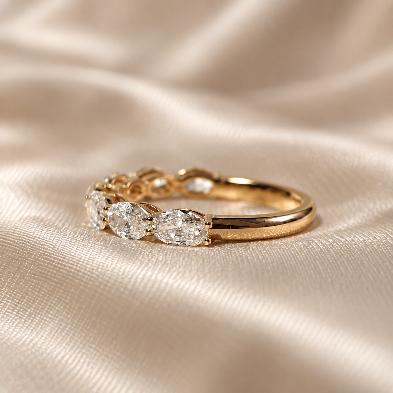 Oval Lab Grown Diamond Engagement Ring Eternity Wedding Band Classic Stackable Fine Jewelry