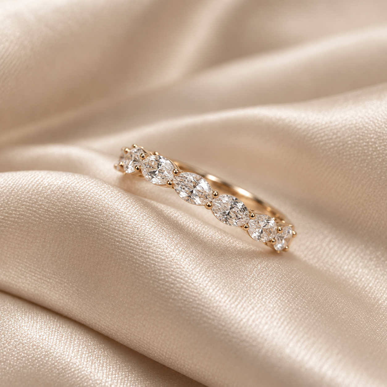 Oval Lab Grown Diamond Engagement Ring Eternity Wedding Band Classic Stackable Fine Jewelry