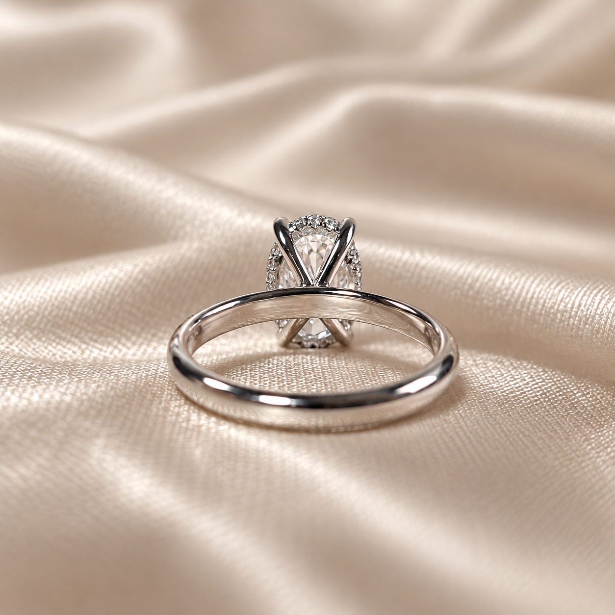 Oval Lab Grown Diamond Engagement Ring Pave Wedding Ring Minimalist Classic Bridal Fine Jewelry