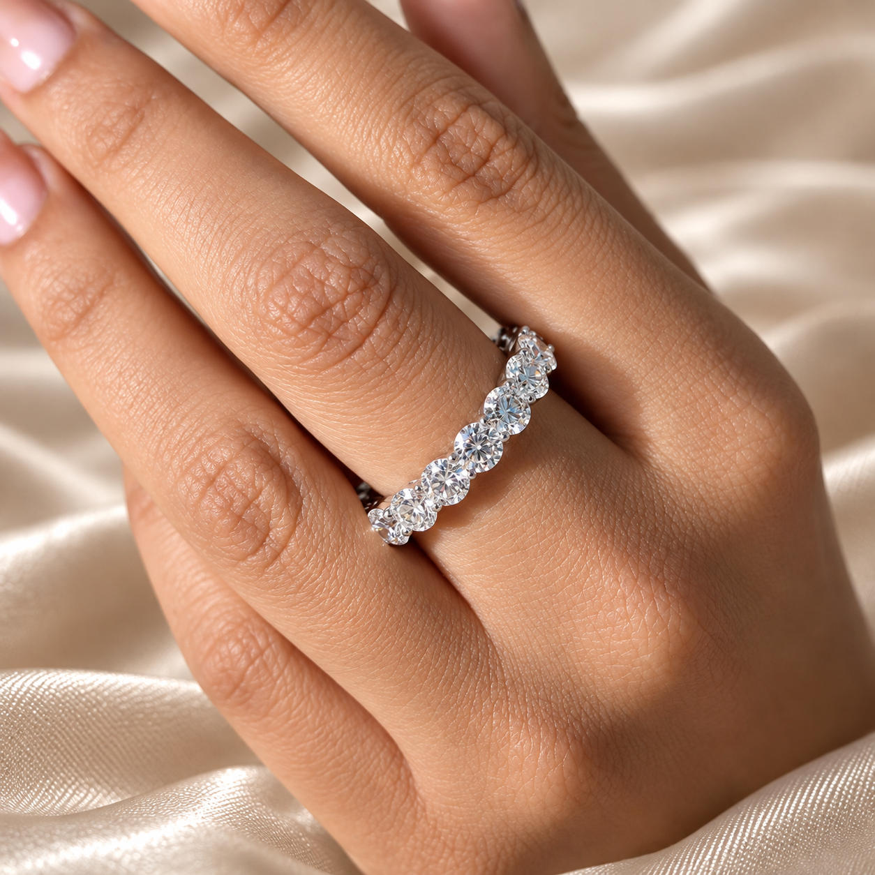 Round Lab Grown Diamond Eternity Ring Elegant Round Diamond Timeless Custom Wedding Band