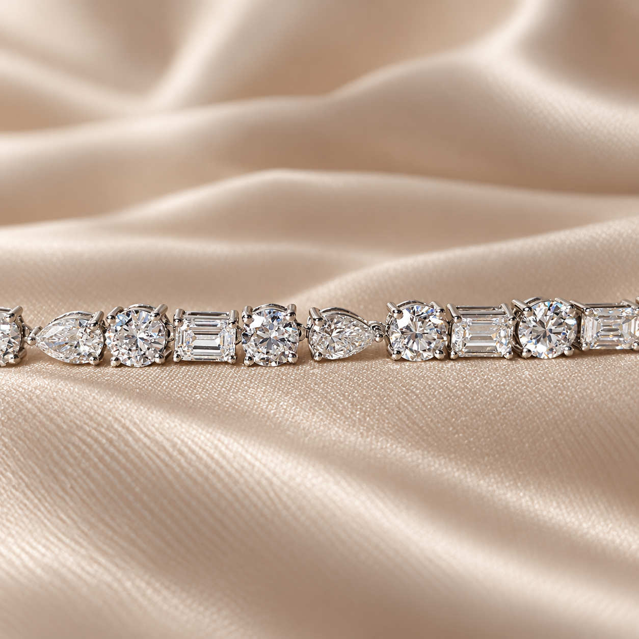 Mixed Shape Lab Grown Diamond Tennis Bracelet Elegant Custom Multi-Cut Diamond Bracelet